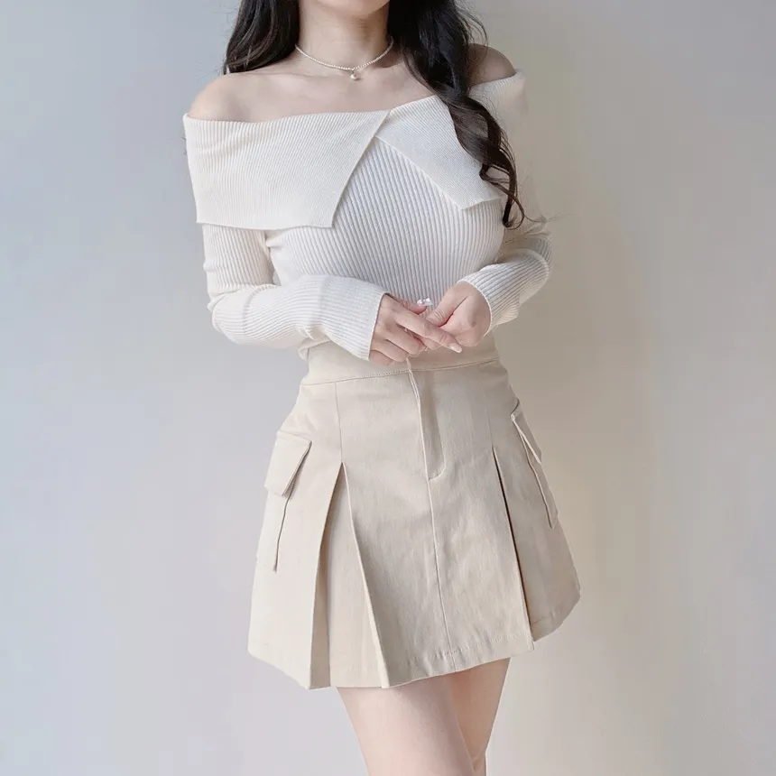 ボックスプリーツバックゴムカーゴAラインミニフェイクポケットスカート | mirangmirang | 詳細画像20