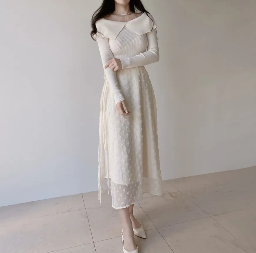 リブオフショルダースリム長袖ニット | mirangmirang | 詳細画像4