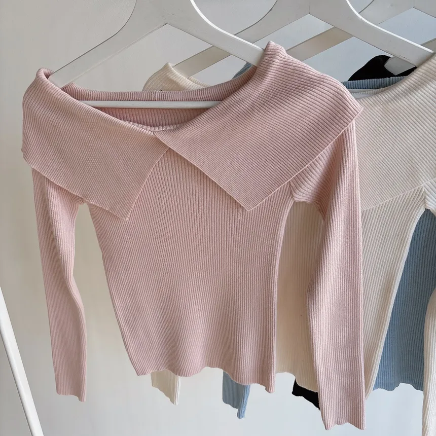 リブオフショルダースリム長袖ニット | mirangmirang | 詳細画像26