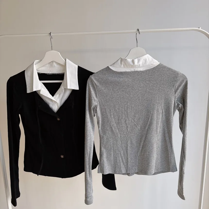 リボン(固定)ボタンカラーレイヤード風長袖カーディガン | mirangmirang | 詳細画像20