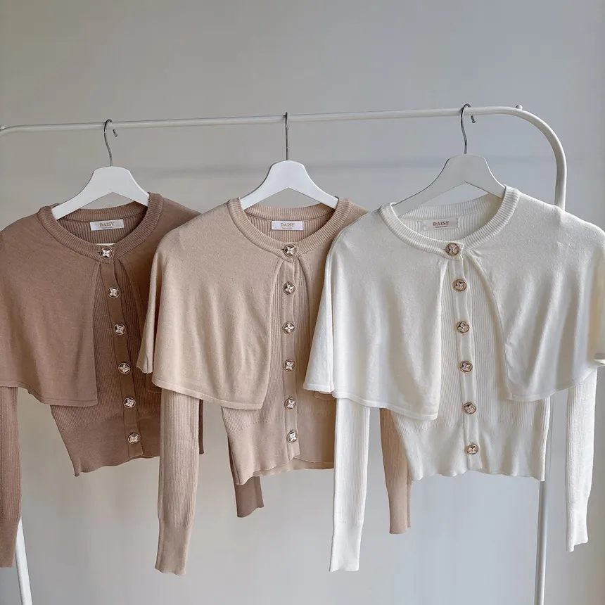 リブラウンドネックケープ長袖ニット | mirangmirang | 詳細画像24