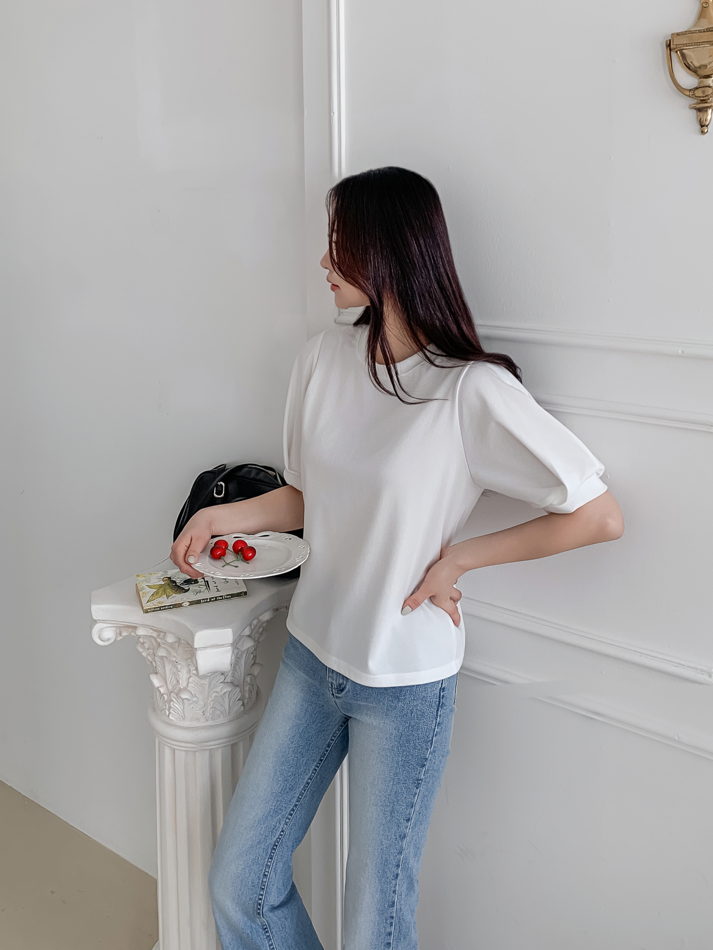 ラウンドネックベーシック半袖ブラウス | 詳細画像7