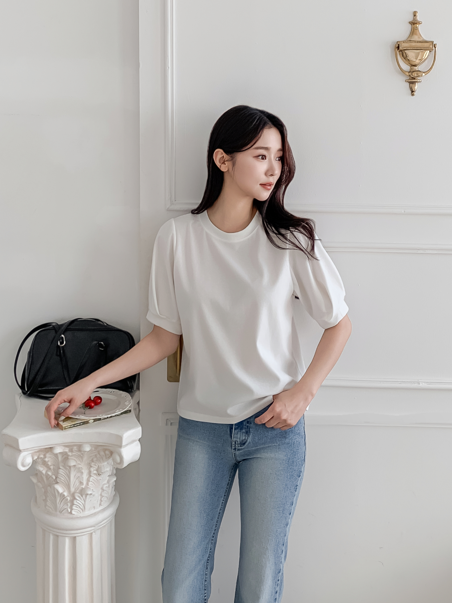 ラウンドネックベーシック半袖ブラウス | 詳細画像9