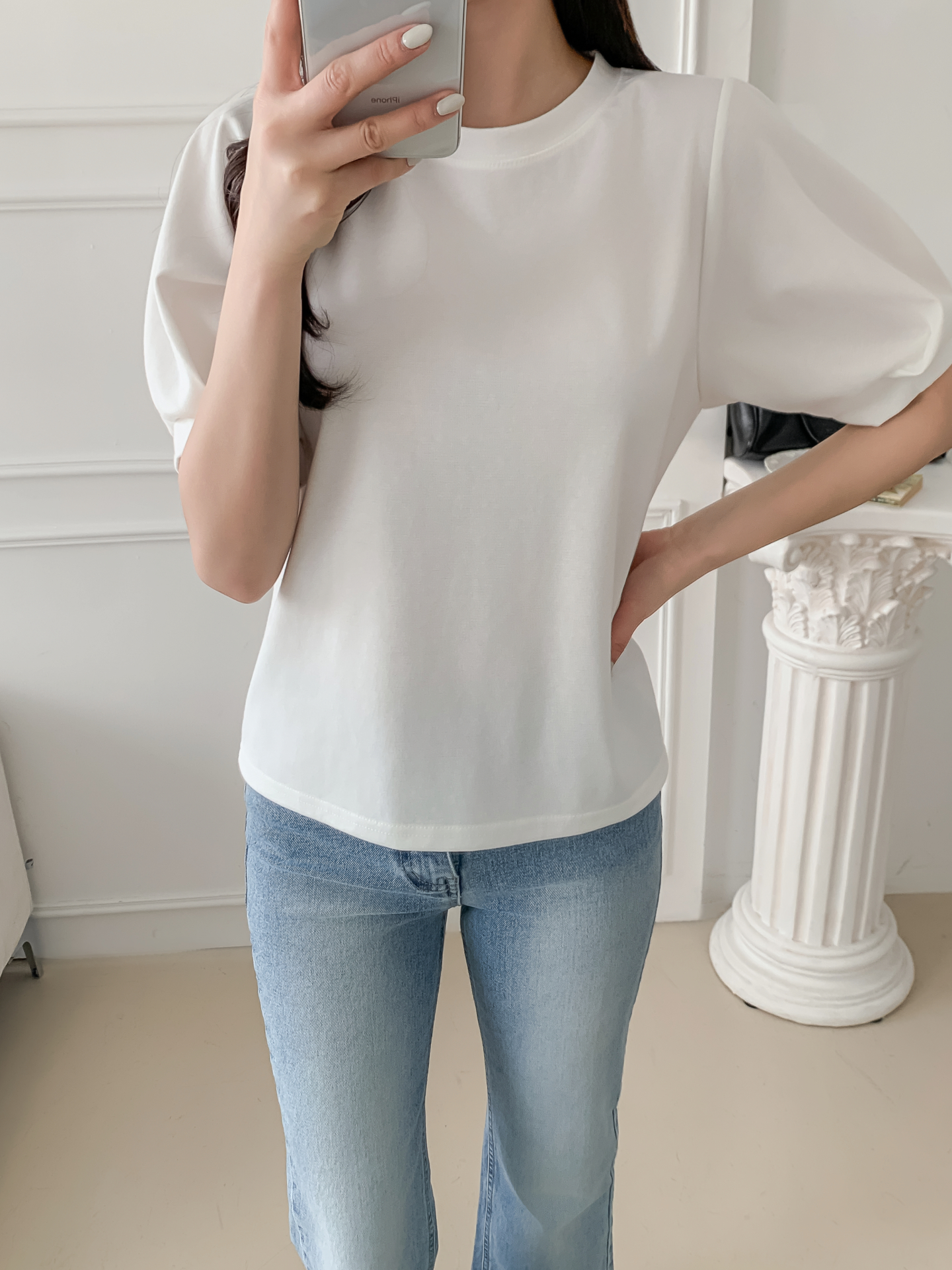 ラウンドネックベーシック半袖ブラウス | 詳細画像17