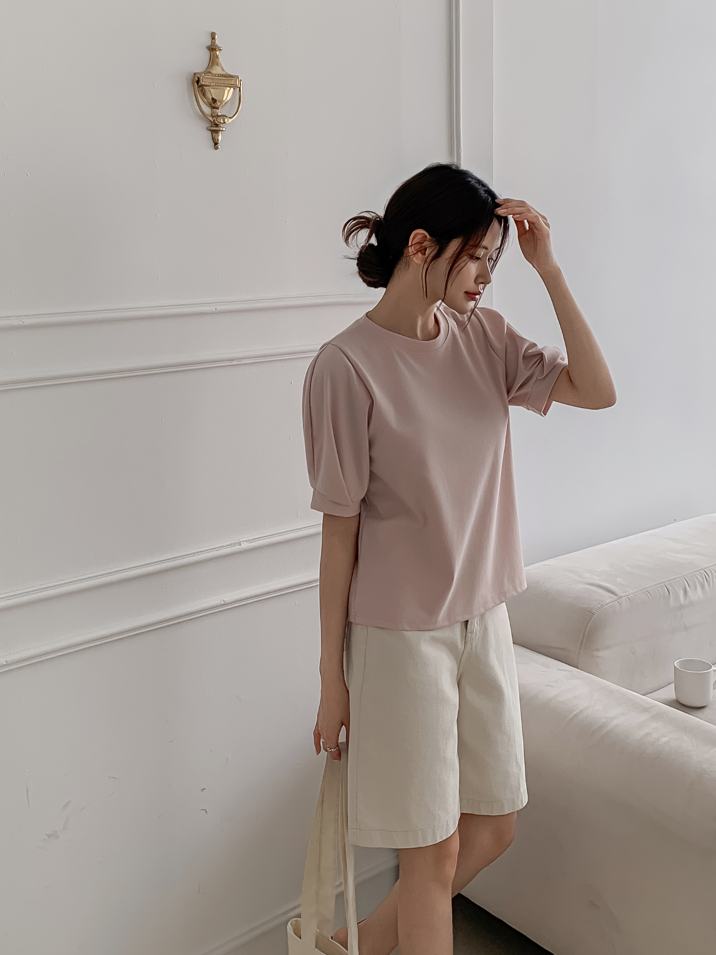 ラウンドネックベーシック半袖ブラウス | 詳細画像18