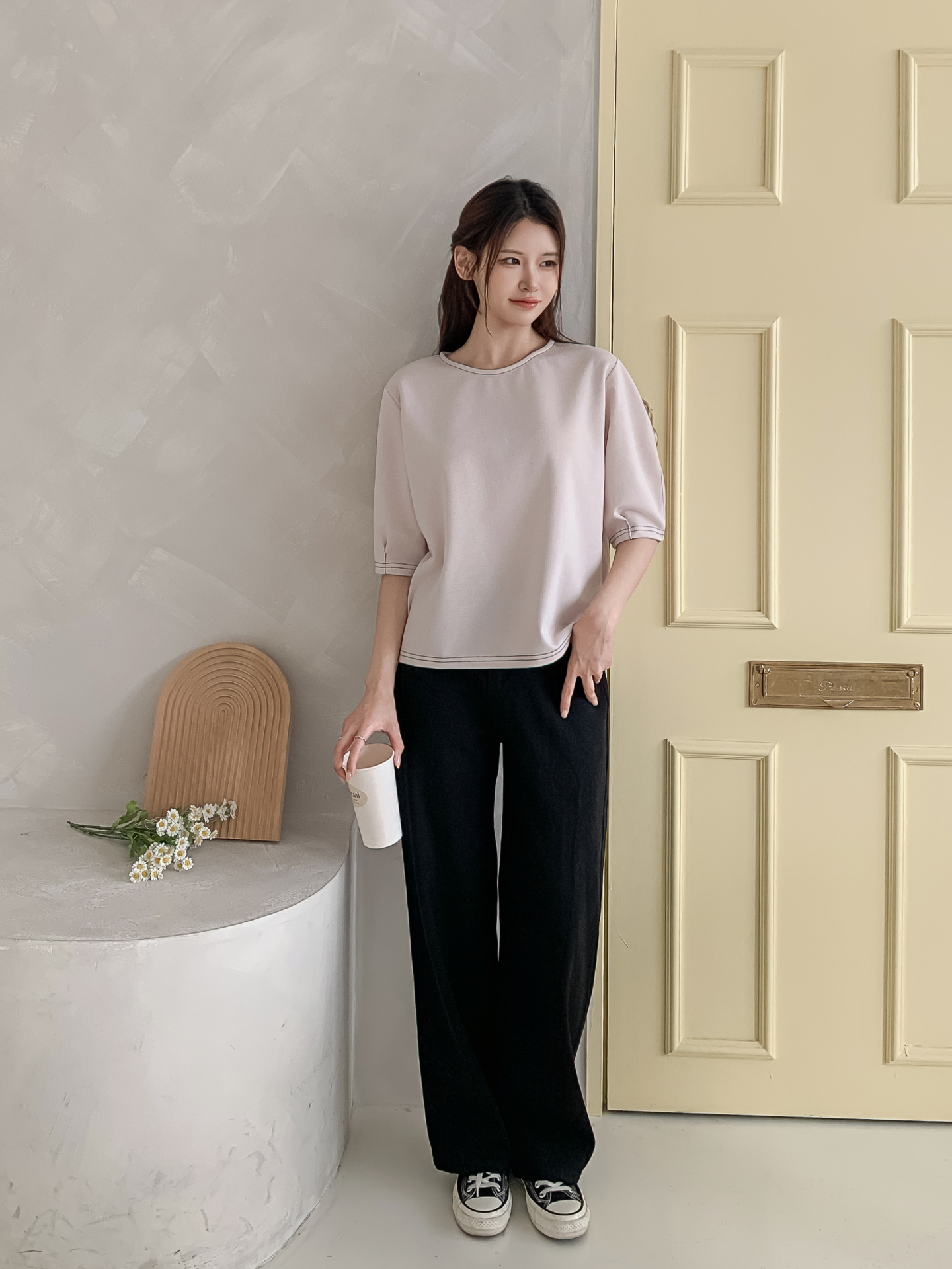 ラウンドネックベーシック半袖ブラウス | 詳細画像2