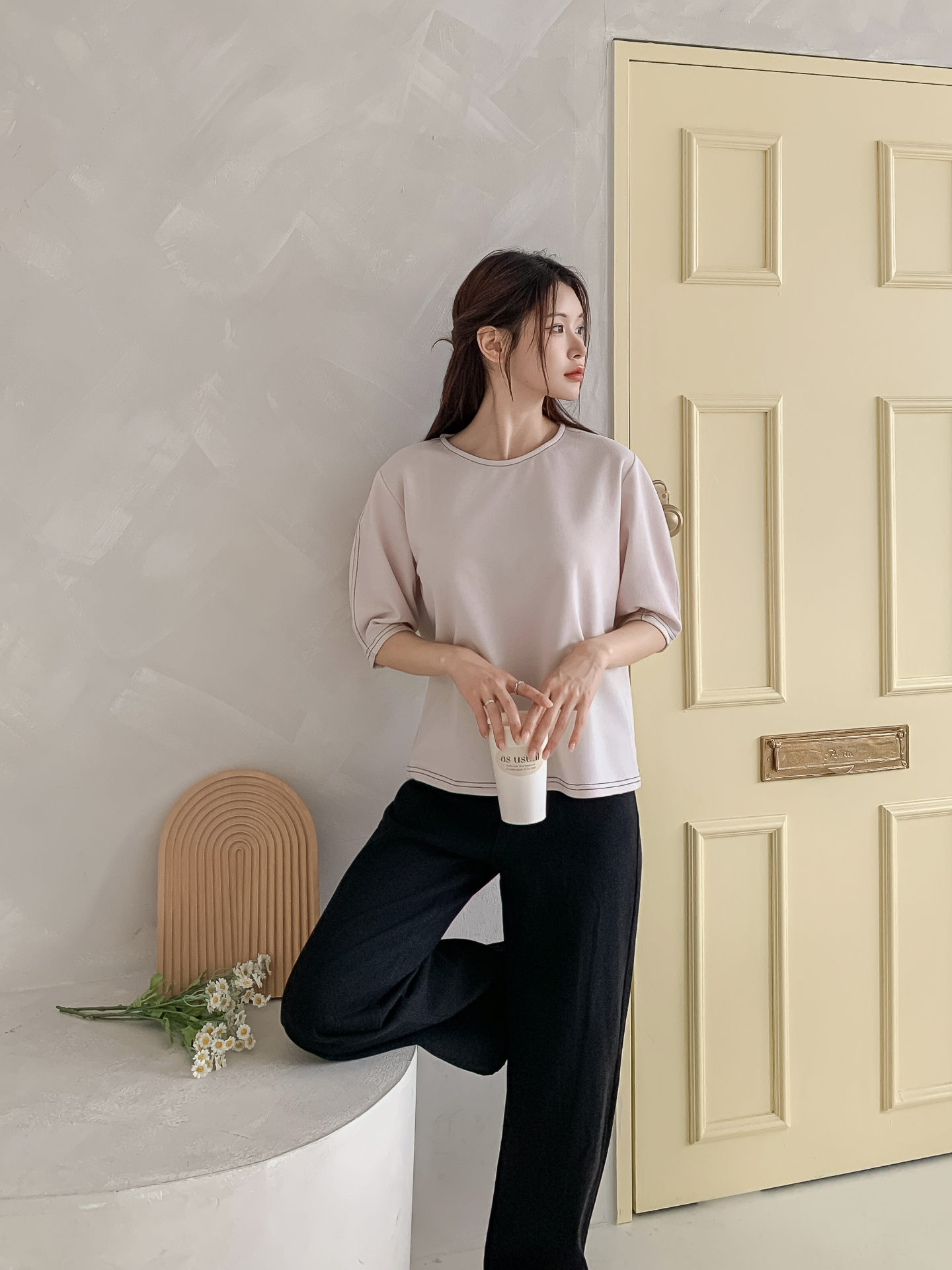 ラウンドネックベーシック半袖ブラウス | 詳細画像7