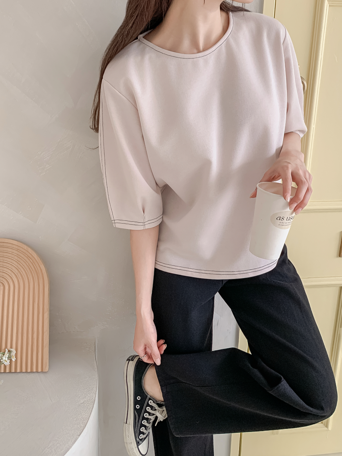 ラウンドネックベーシック半袖ブラウス | 詳細画像8