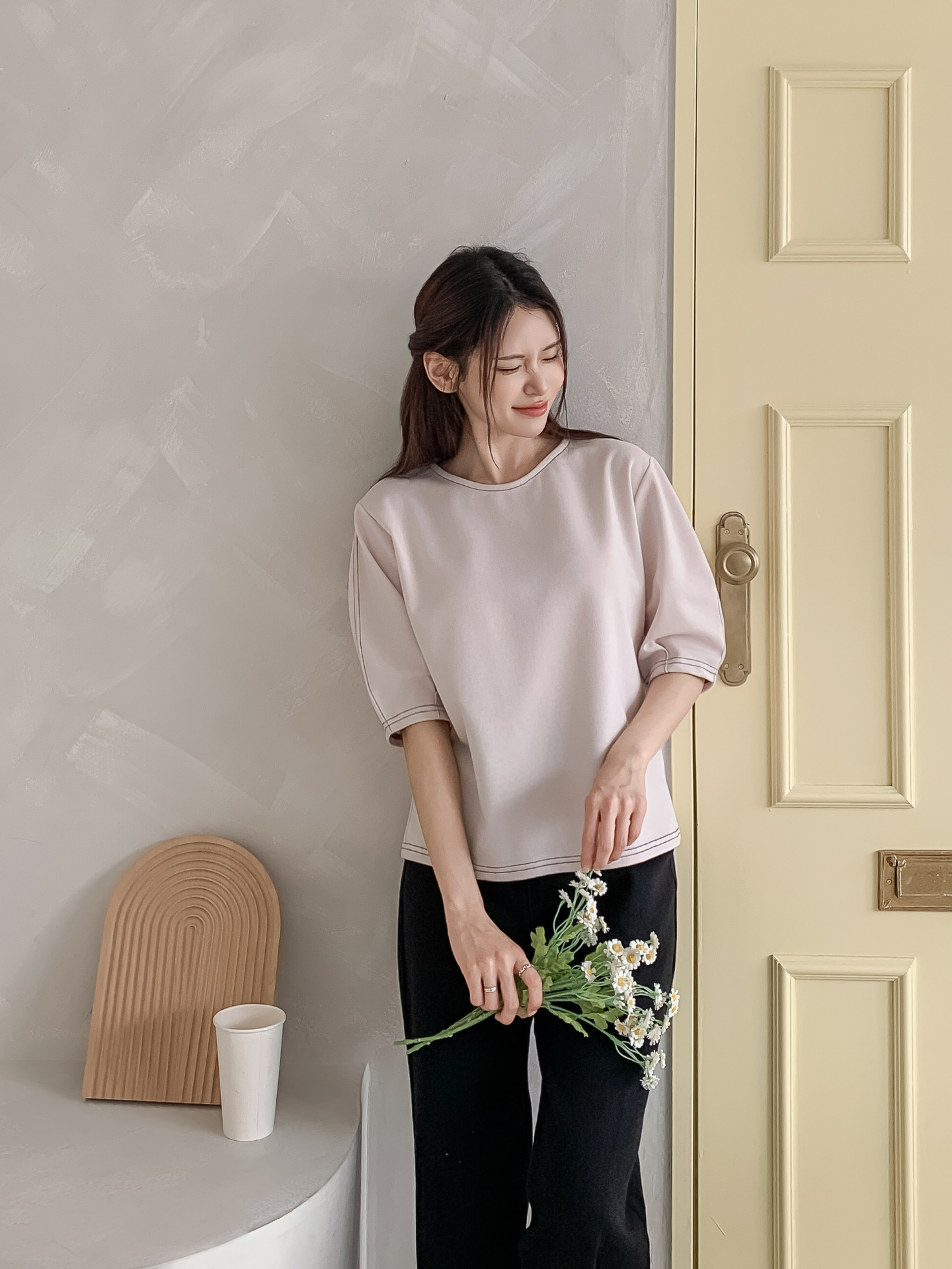 ラウンドネックベーシック半袖ブラウス | 詳細画像10