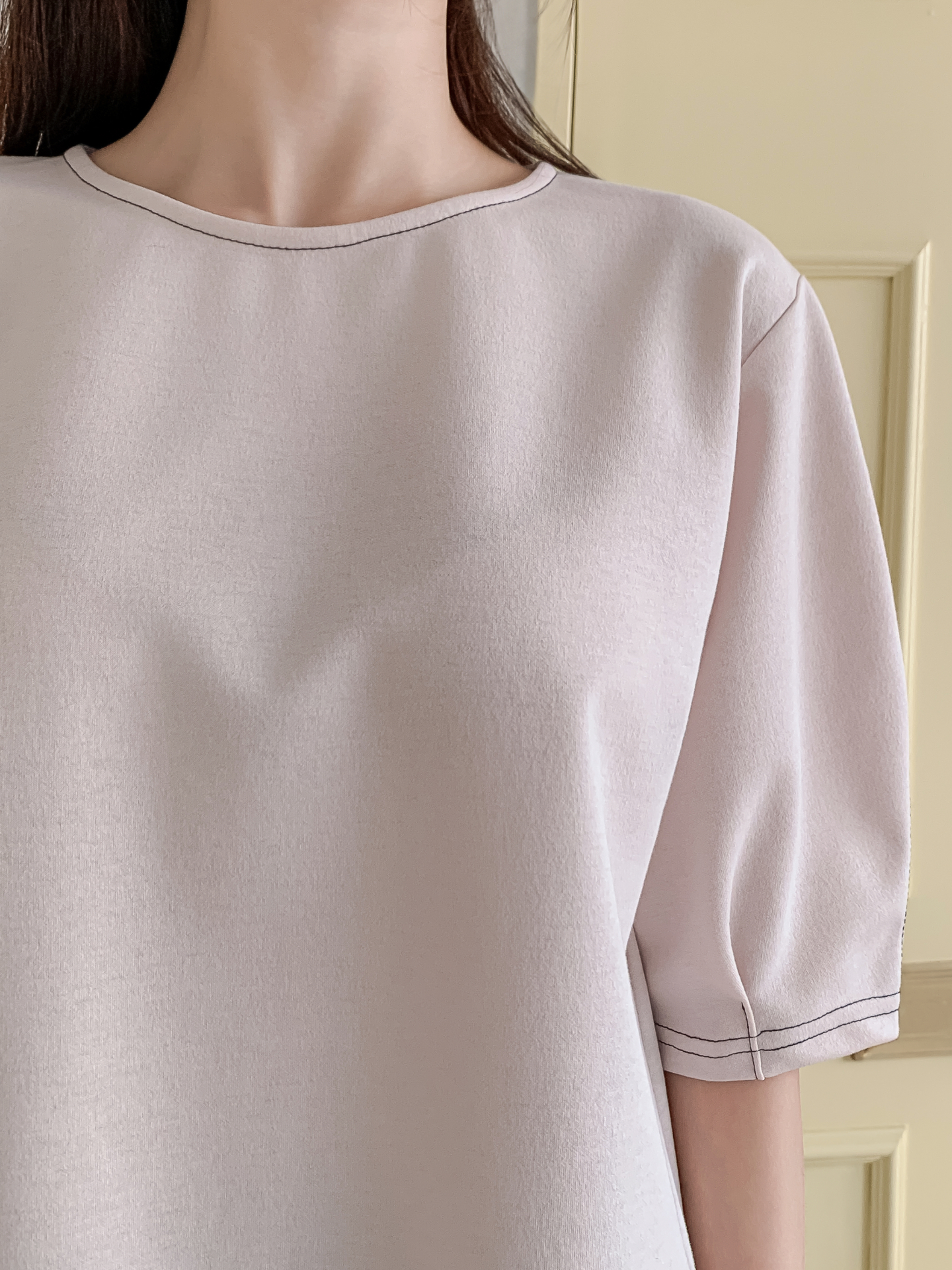 ラウンドネックベーシック半袖ブラウス | 詳細画像11