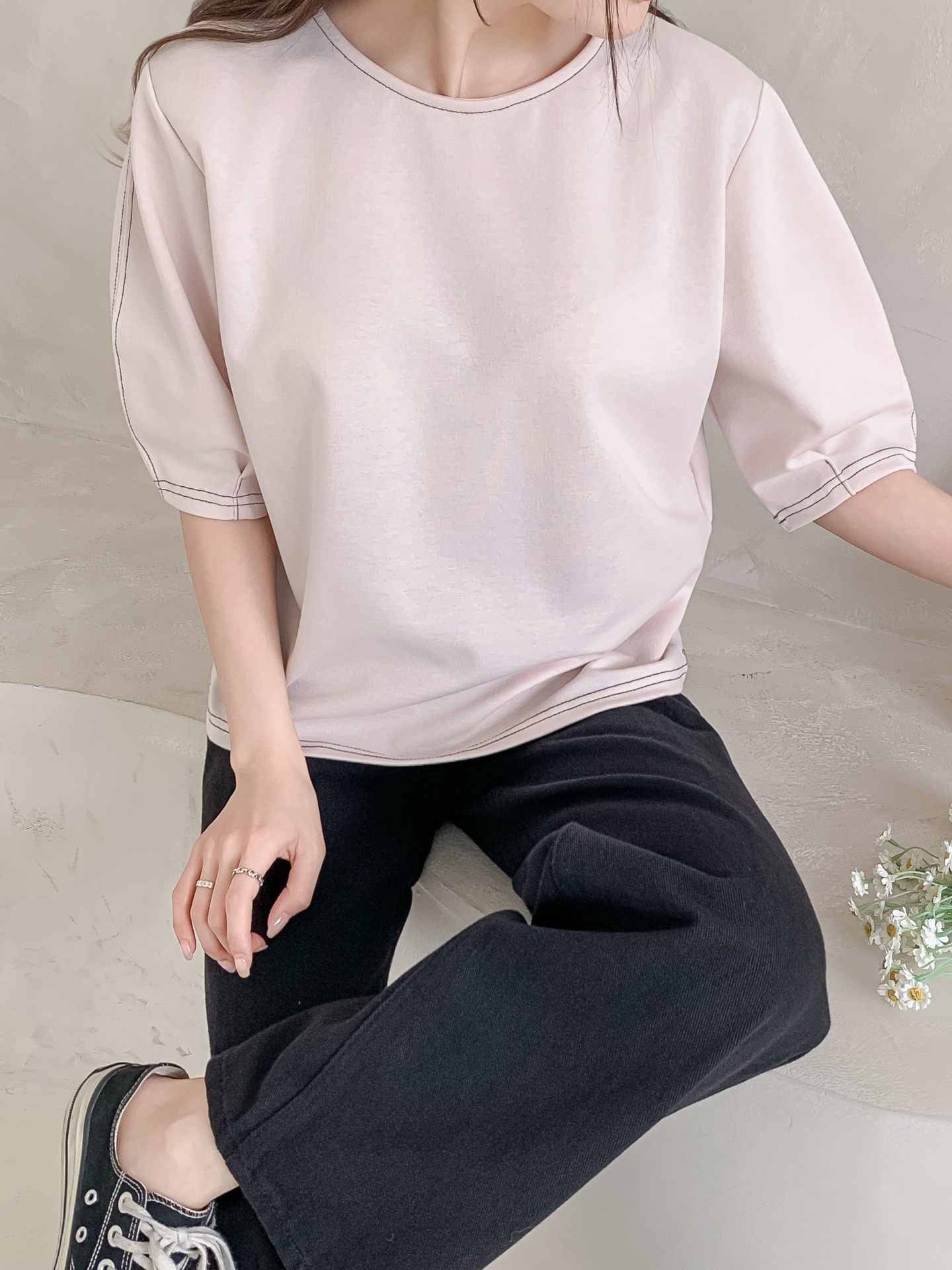 ラウンドネックベーシック半袖ブラウス | 詳細画像14