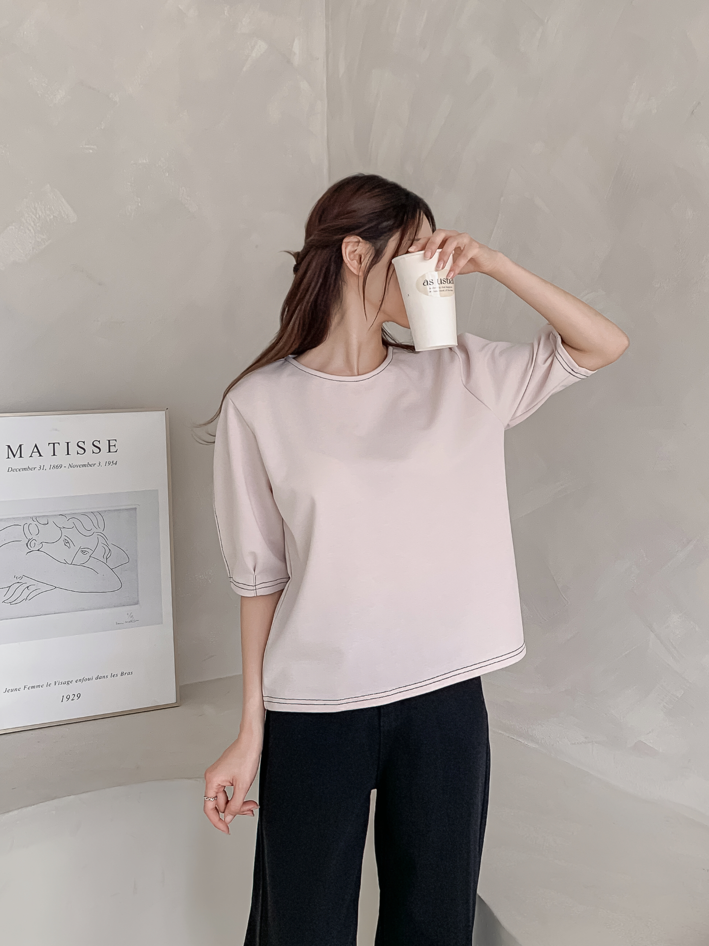 ラウンドネックベーシック半袖ブラウス | 詳細画像3