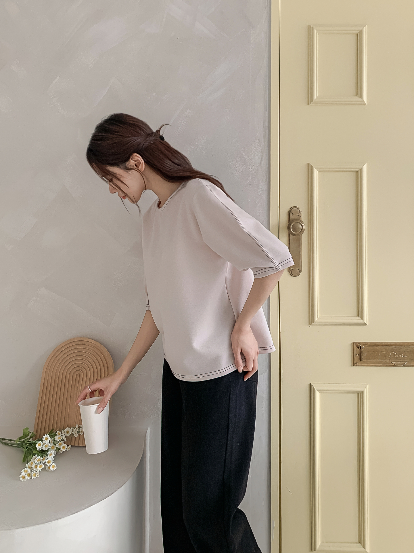 ラウンドネックベーシック半袖ブラウス | 詳細画像6