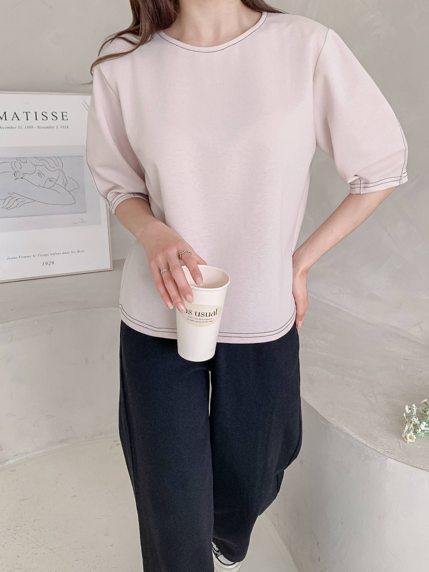 ラウンドネックベーシック半袖ブラウス | 詳細画像15