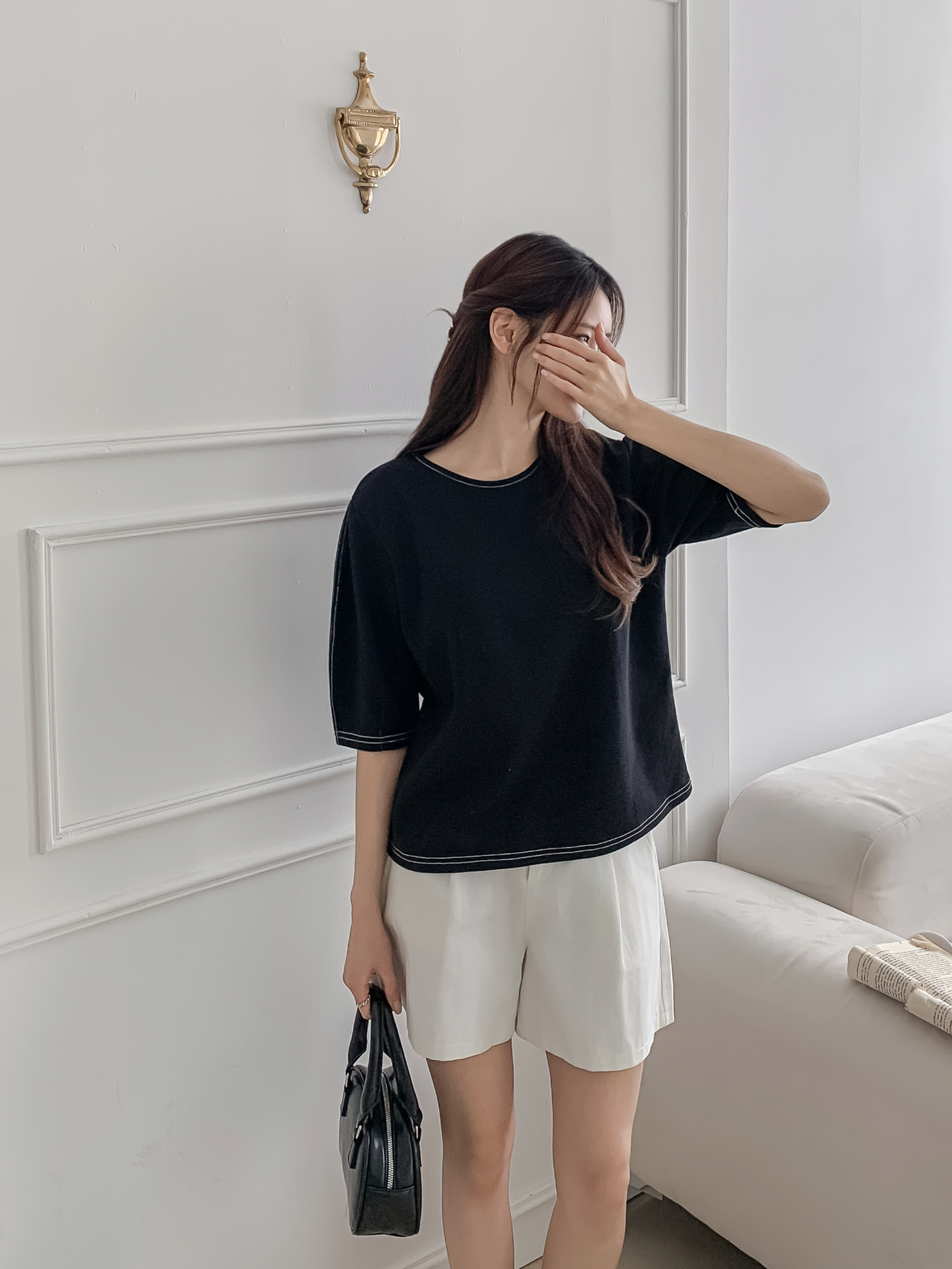 ラウンドネックベーシック半袖ブラウス | 詳細画像19