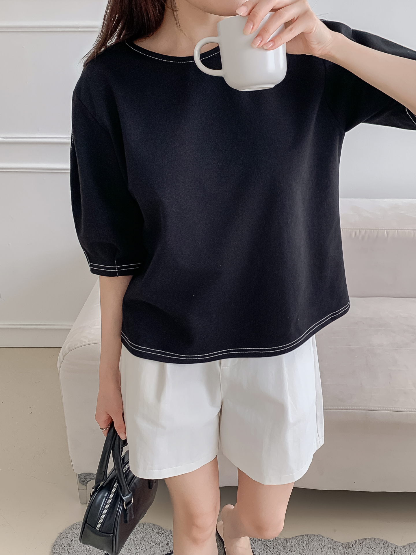 ラウンドネックベーシック半袖ブラウス | 詳細画像29