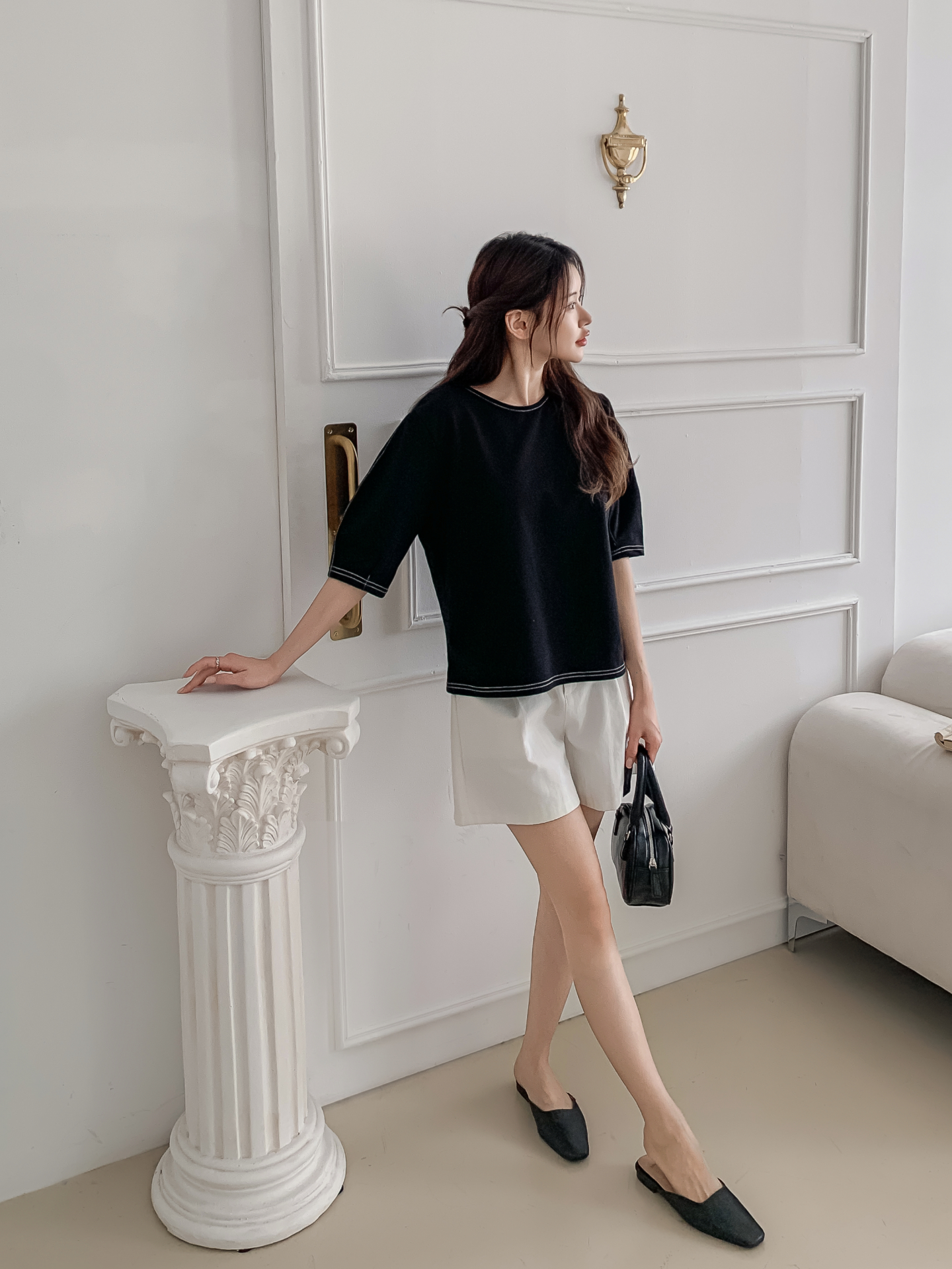 ラウンドネックベーシック半袖ブラウス | 詳細画像25