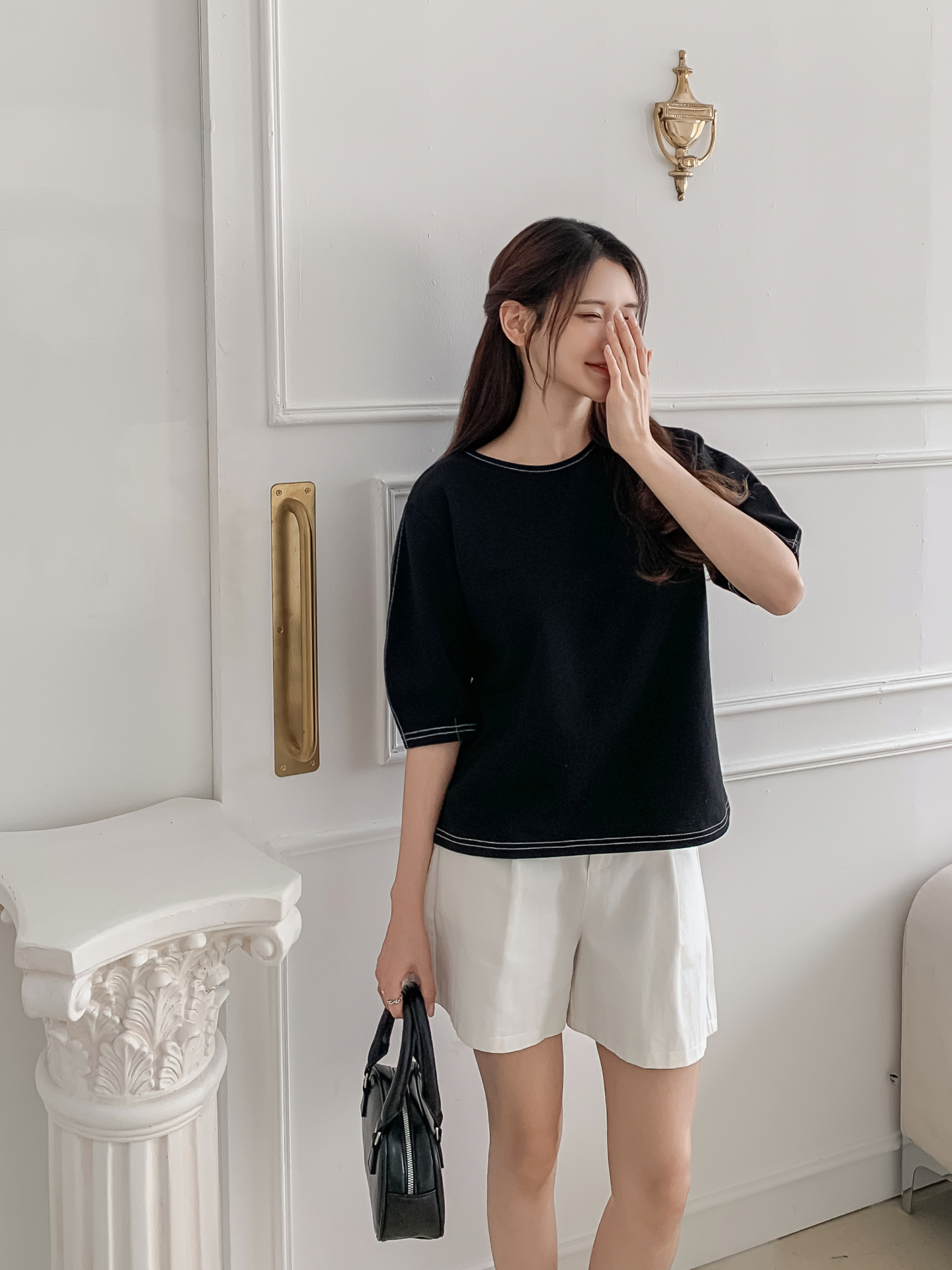 ラウンドネックベーシック半袖ブラウス | 詳細画像26