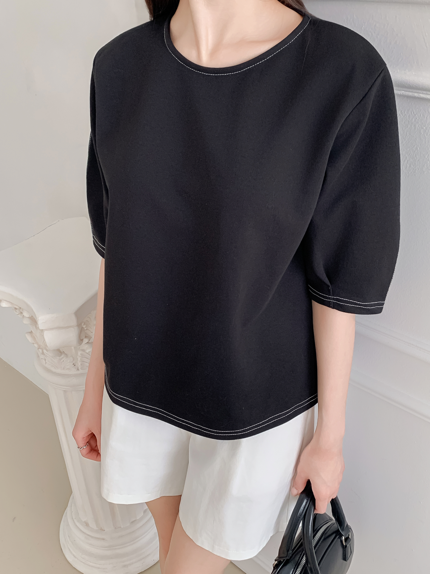 ラウンドネックベーシック半袖ブラウス | 詳細画像32