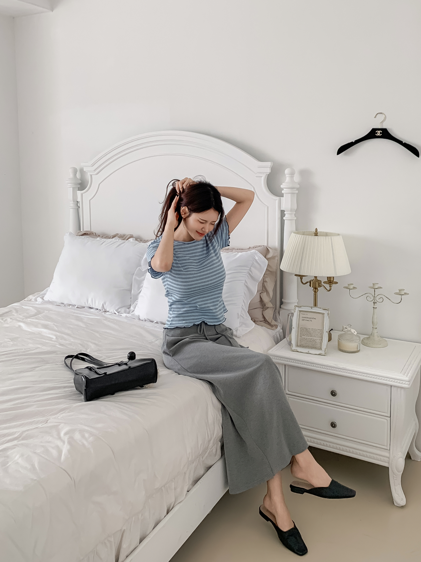 ラウンドネックベーシック半袖ボーダー配色Tシャツ | 詳細画像3