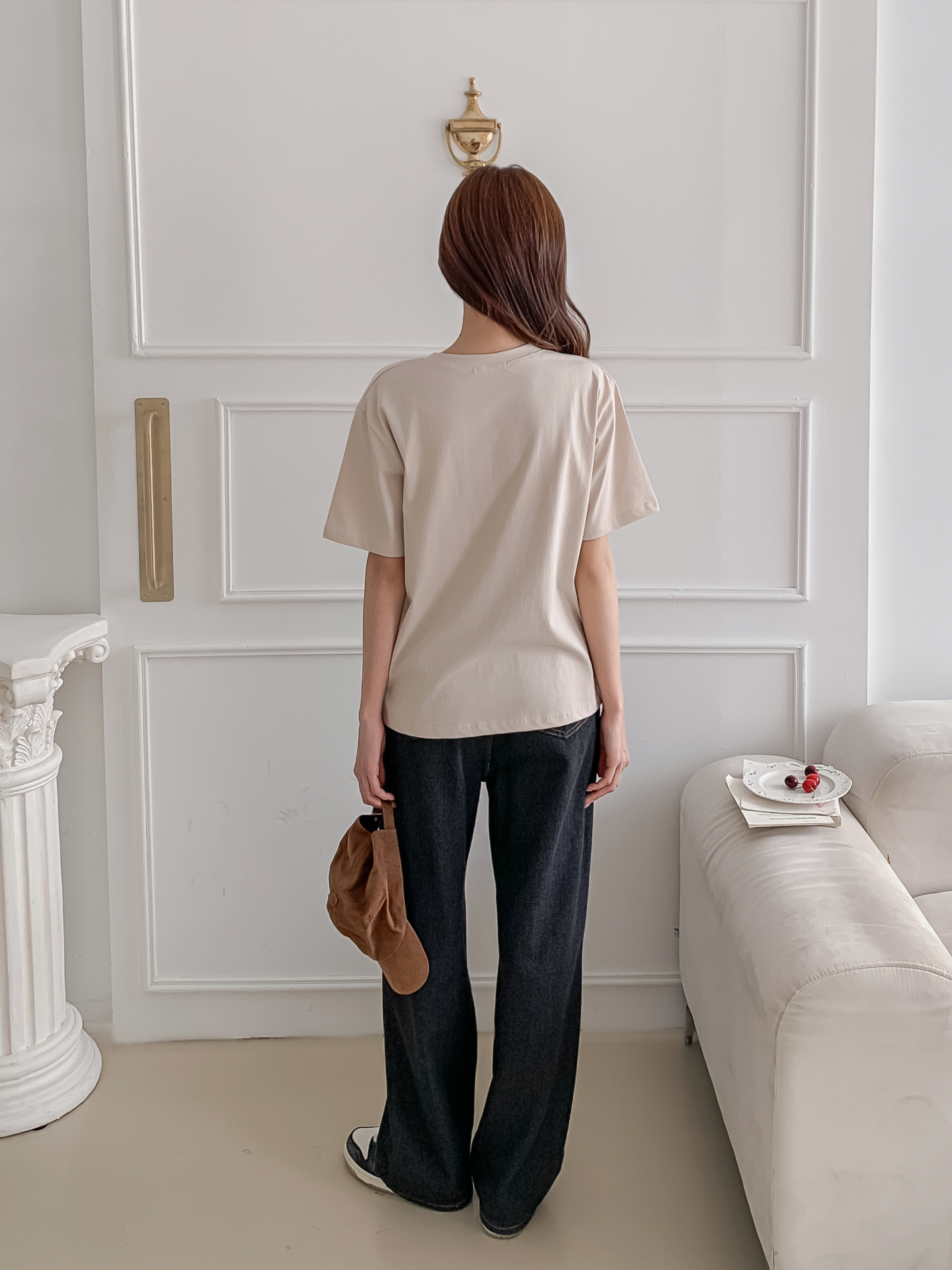 コットンラウンドネックベーシック半袖ロゴTシャツ | 詳細画像5