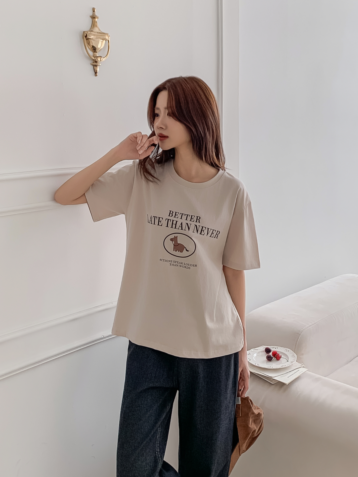 コットンラウンドネックベーシック半袖ロゴTシャツ | 詳細画像7