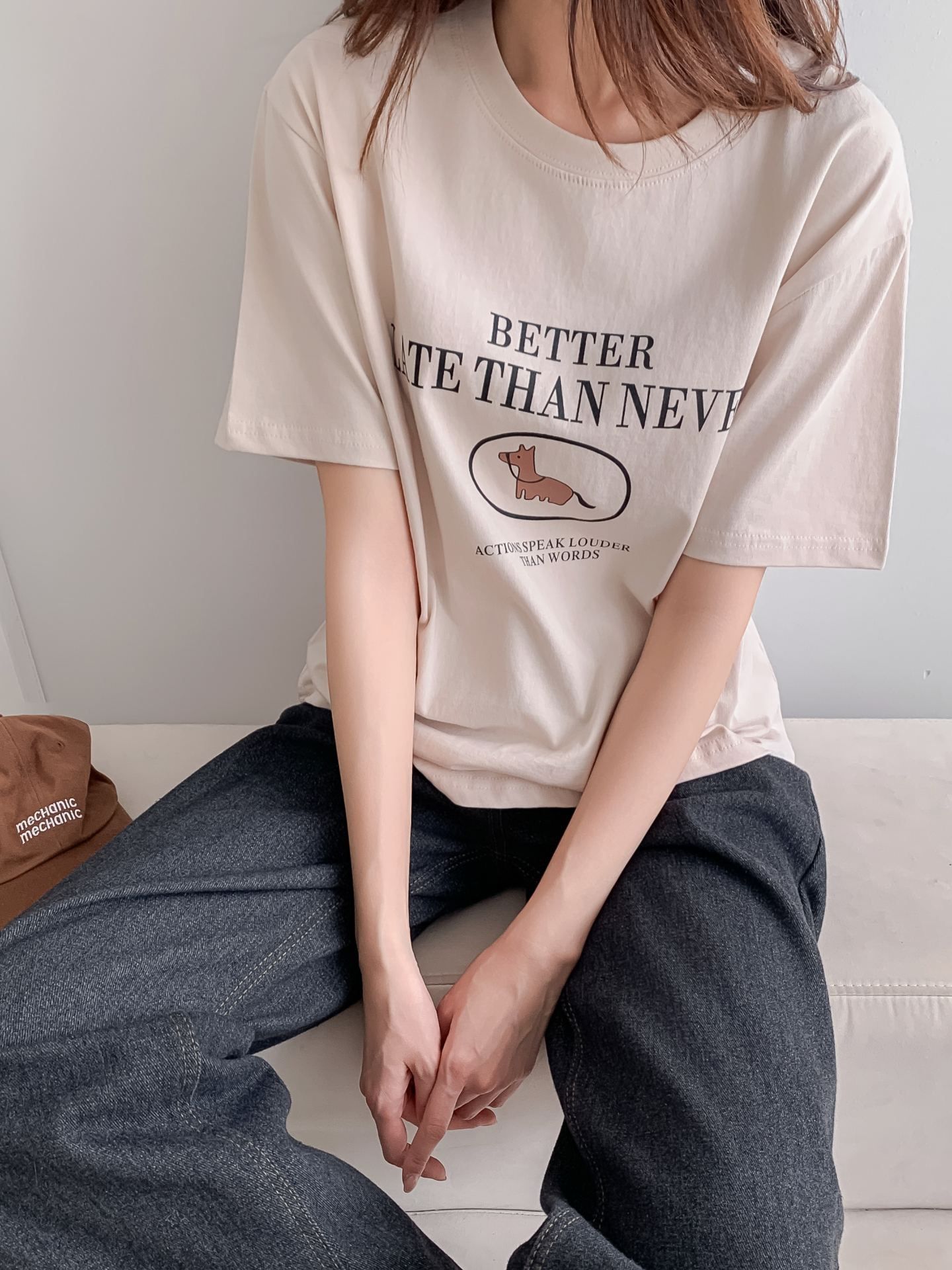 コットンラウンドネックベーシック半袖ロゴTシャツ | 詳細画像13