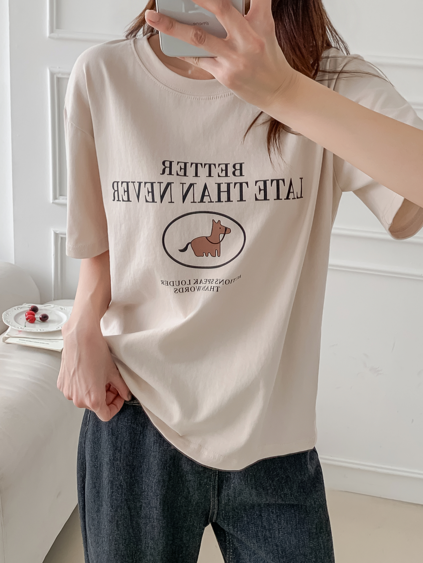 コットンラウンドネックベーシック半袖ロゴTシャツ | 詳細画像15