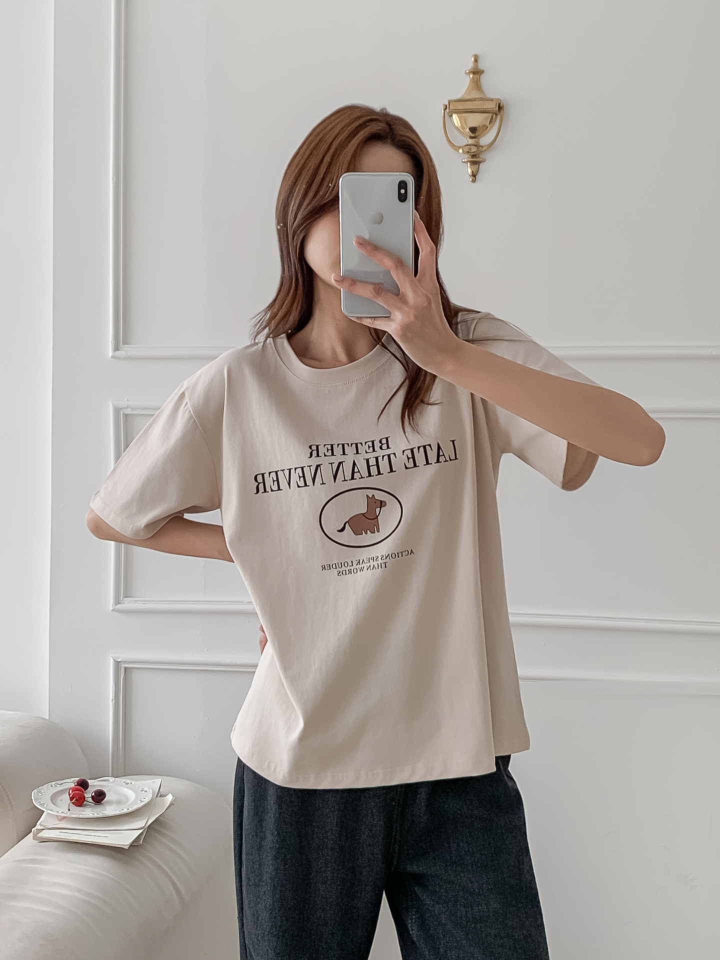 コットンラウンドネックベーシック半袖ロゴTシャツ | 詳細画像10