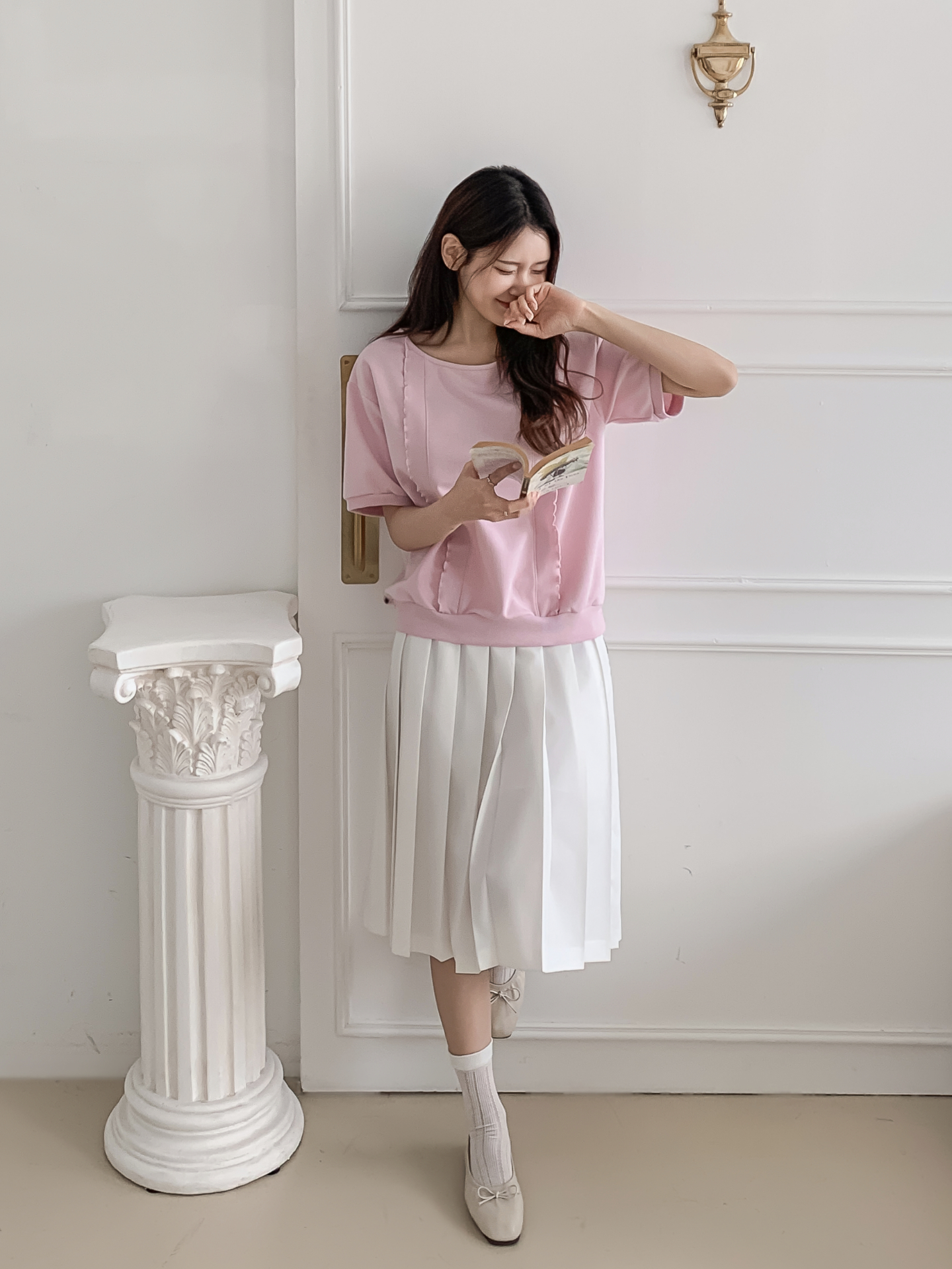 ラウンドネックベーシック半袖ブラウス | 詳細画像17