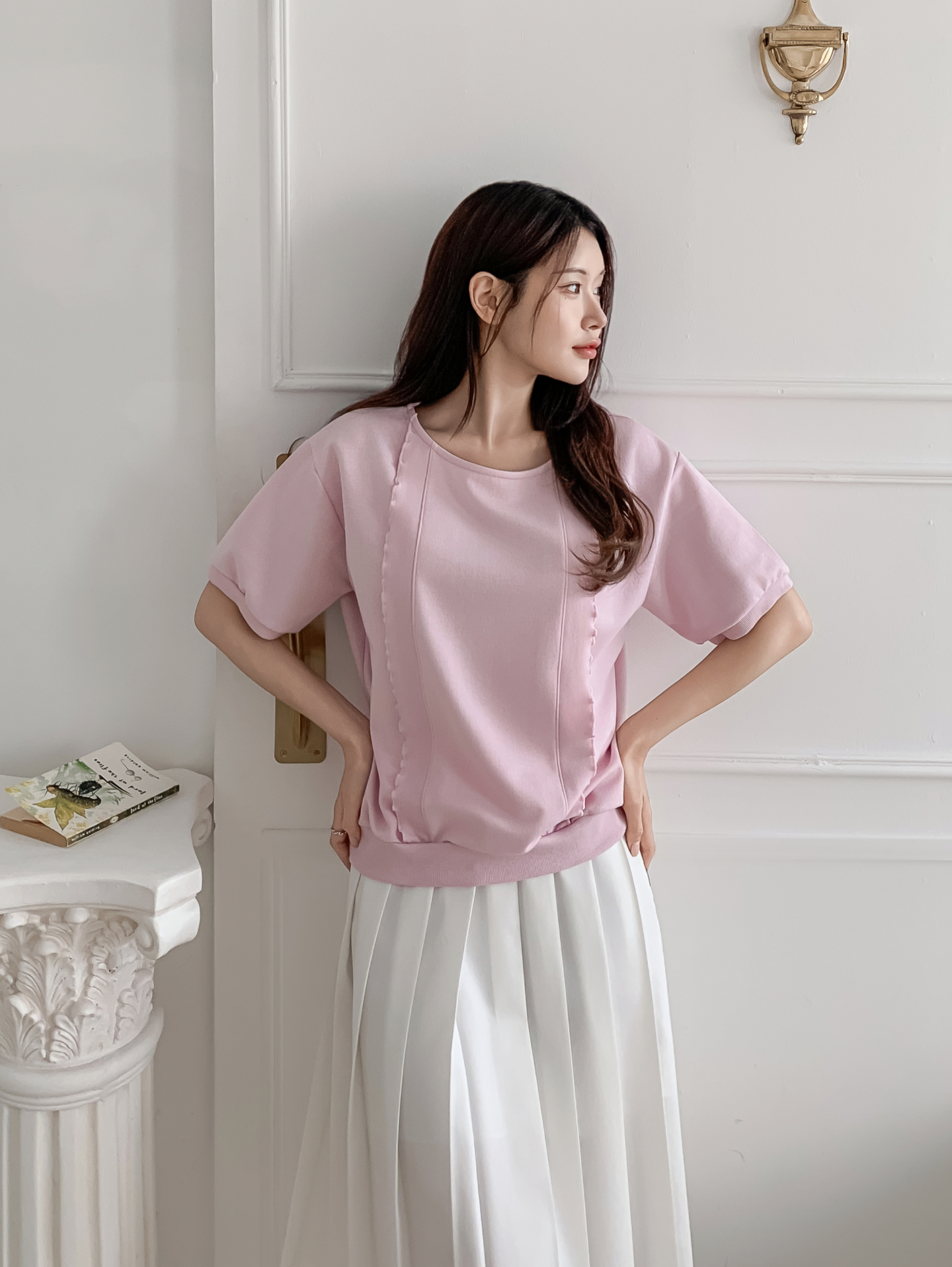 ラウンドネックベーシック半袖ブラウス | 詳細画像18