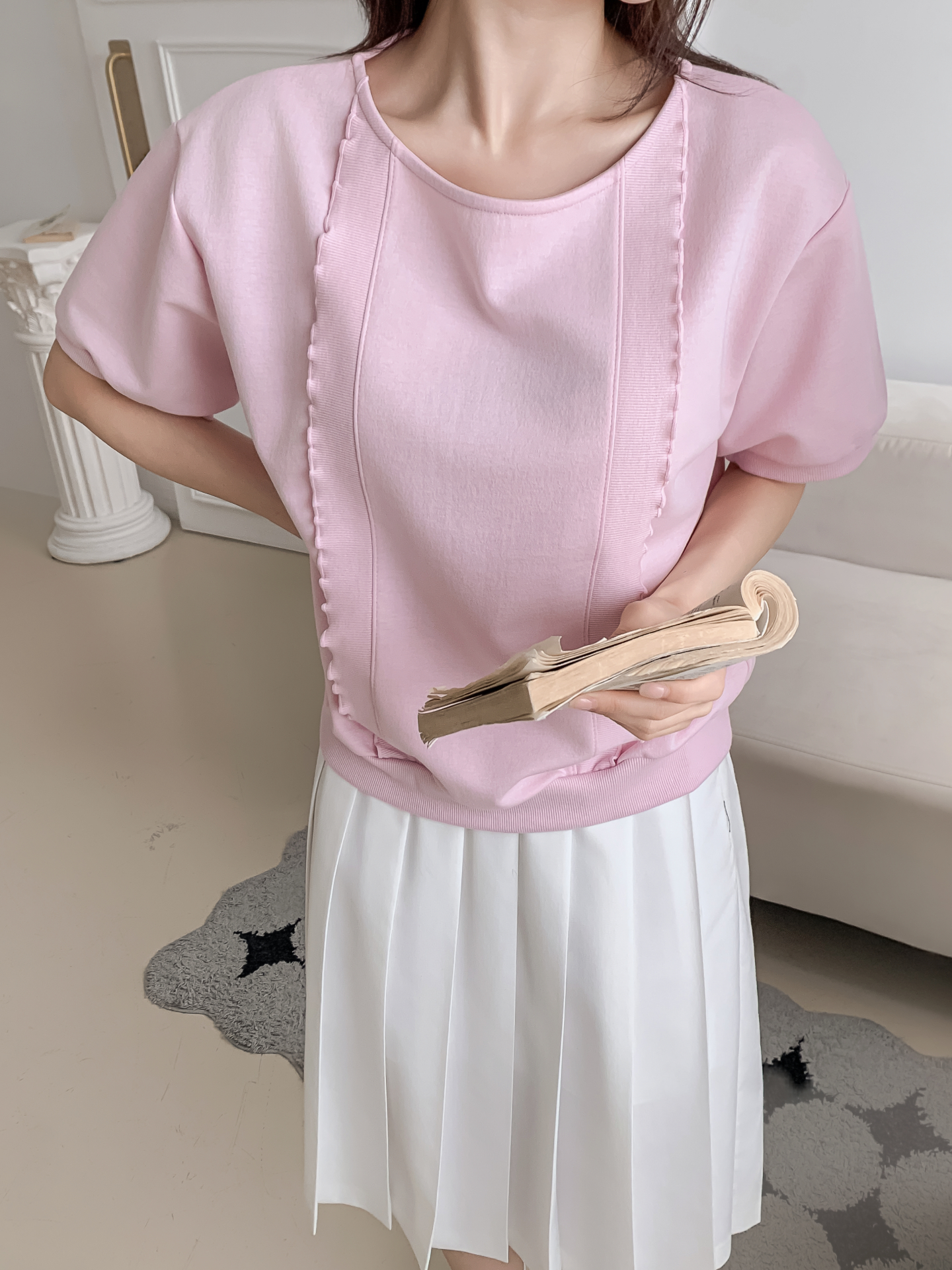 ラウンドネックベーシック半袖ブラウス | 詳細画像26