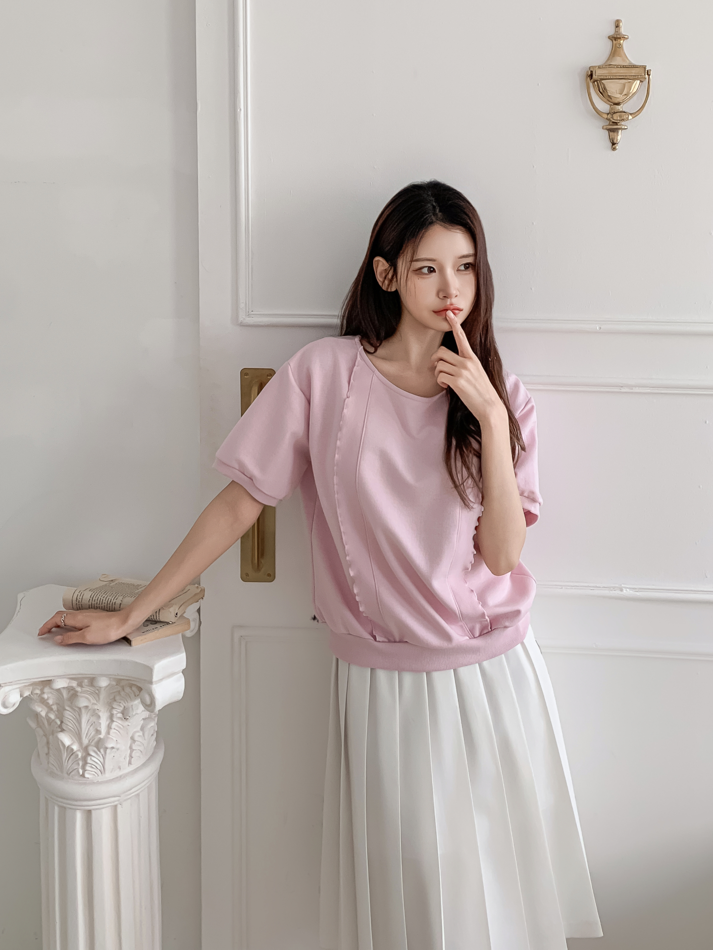 ラウンドネックベーシック半袖ブラウス | 詳細画像21