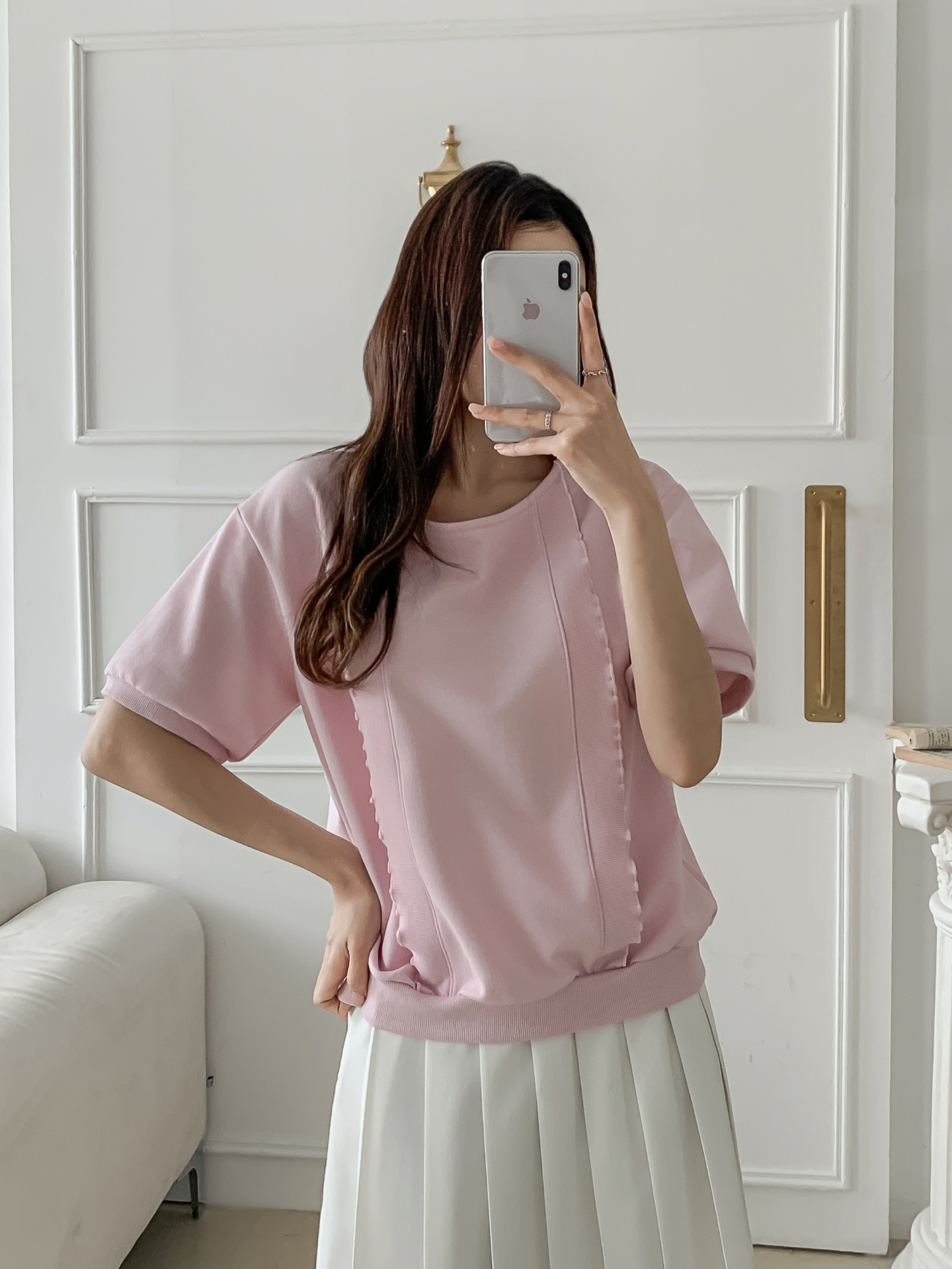 ラウンドネックベーシック半袖ブラウス | 詳細画像30