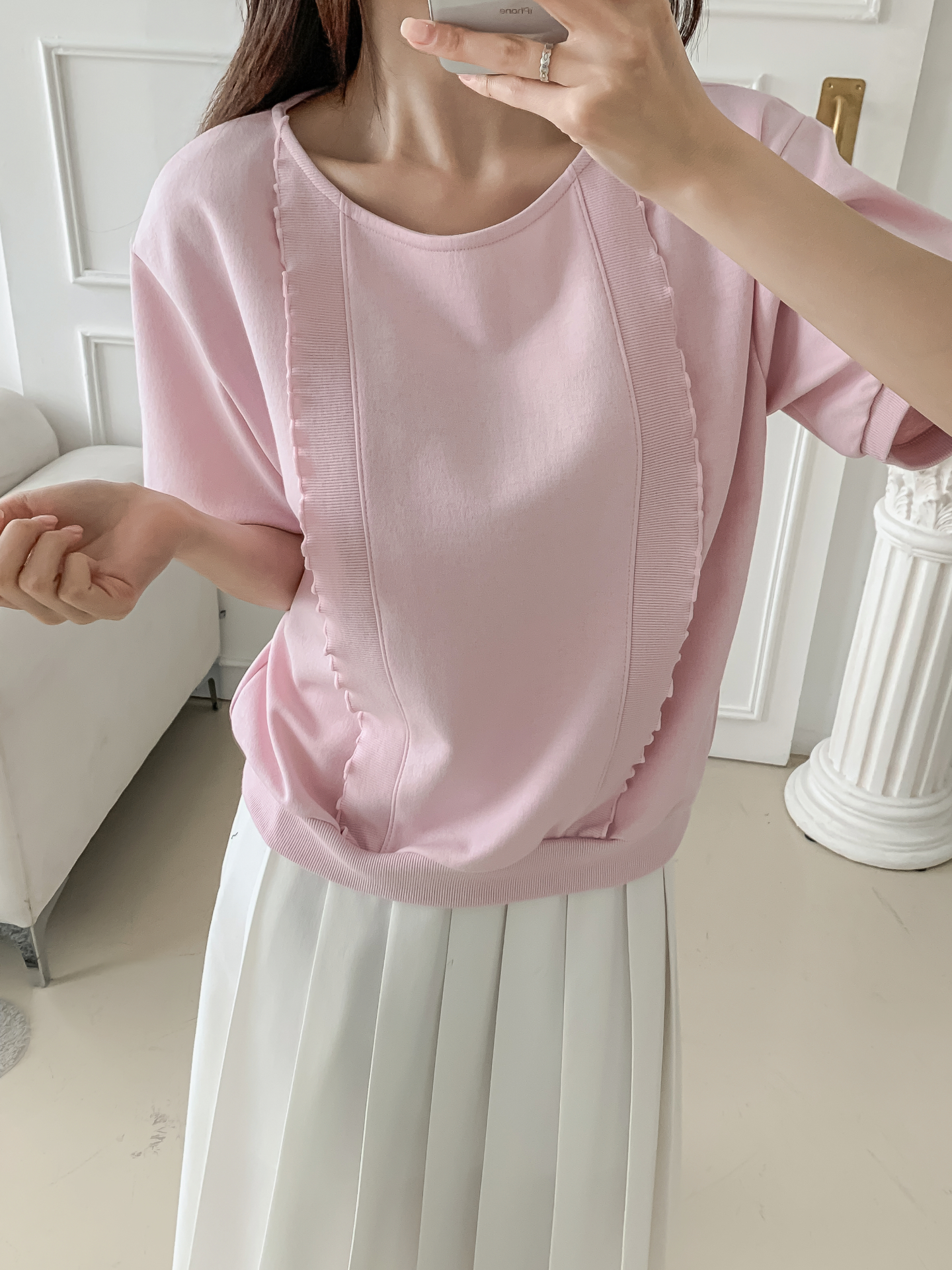 ラウンドネックベーシック半袖ブラウス | 詳細画像31