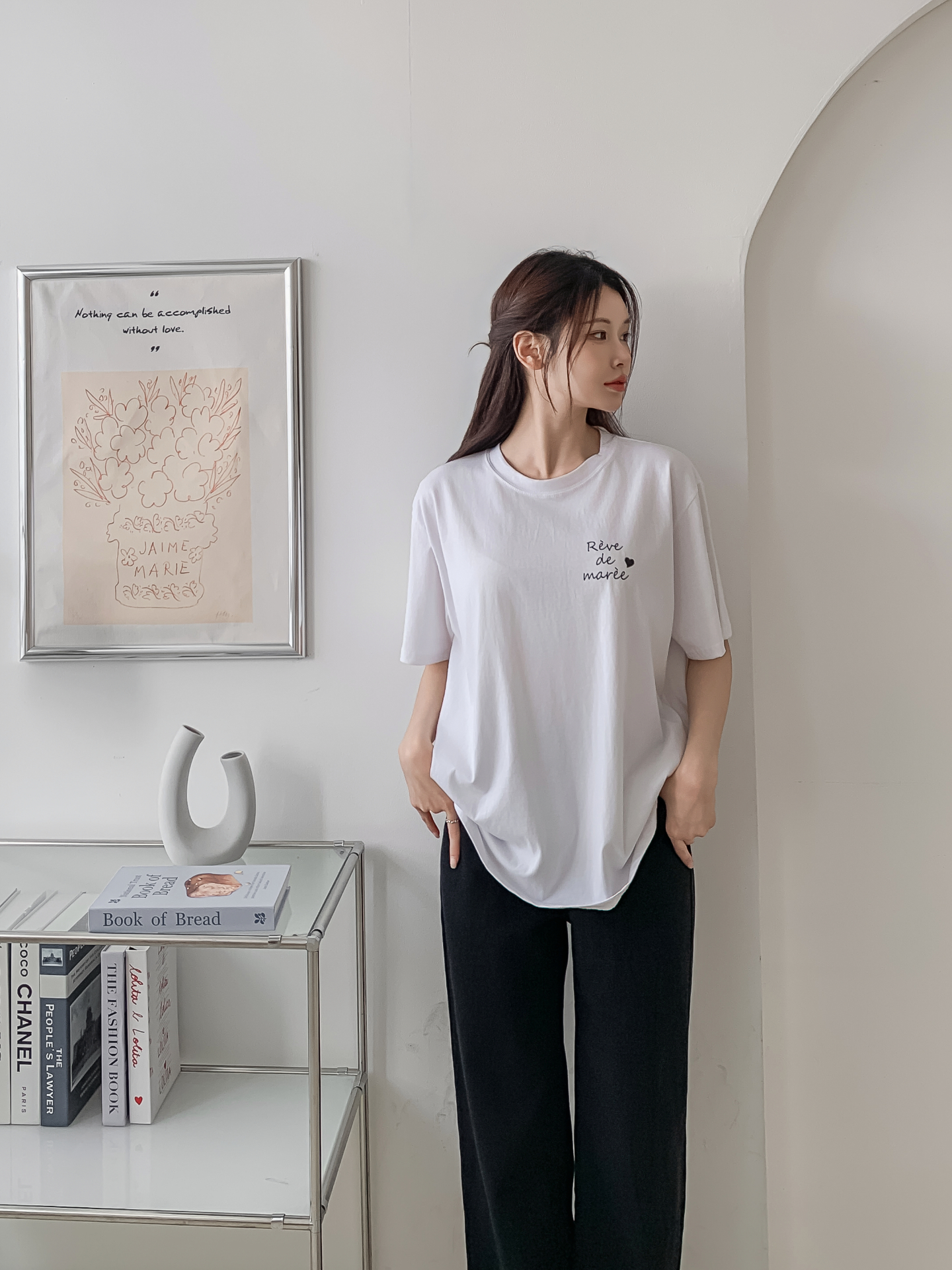 ラウンドネックベーシックボクシールーズ半袖ロゴTシャツ | 詳細画像4