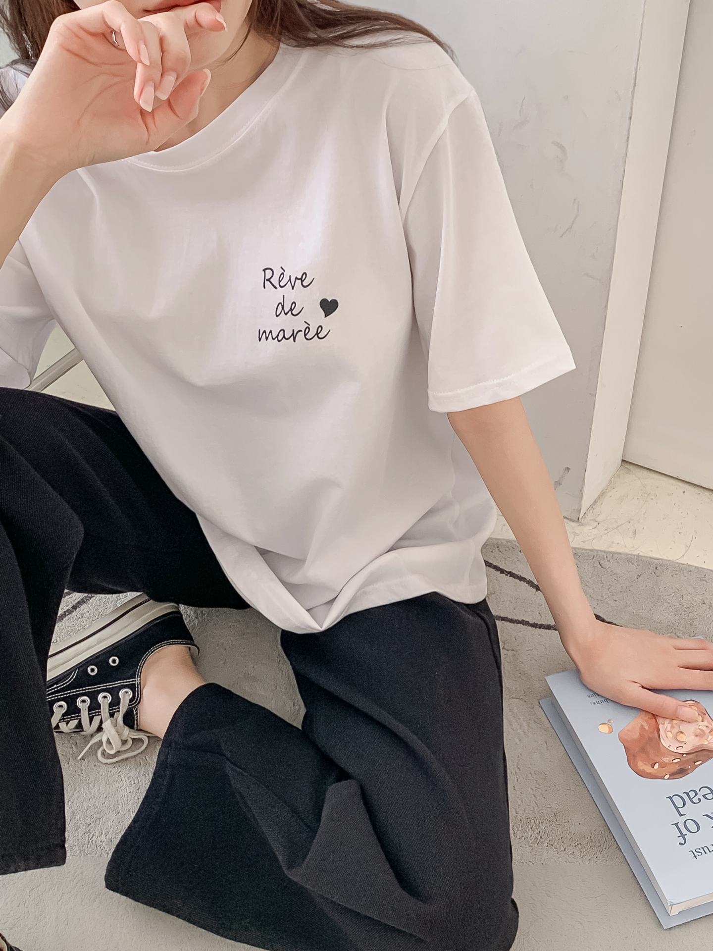 ラウンドネックベーシックボクシールーズ半袖ロゴTシャツ | 詳細画像15