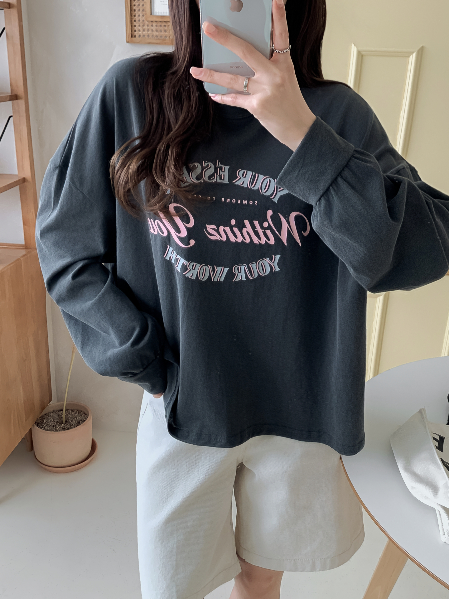 コットンラウンドネックベーシック長袖ロゴスウェット | 詳細画像18