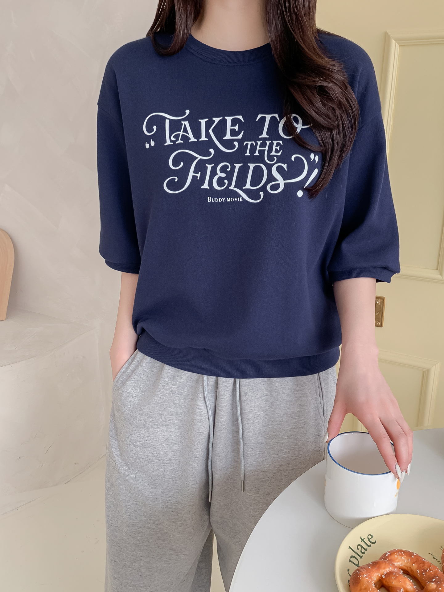 ラウンドネックベーシック半袖ロゴスウェット | 詳細画像3