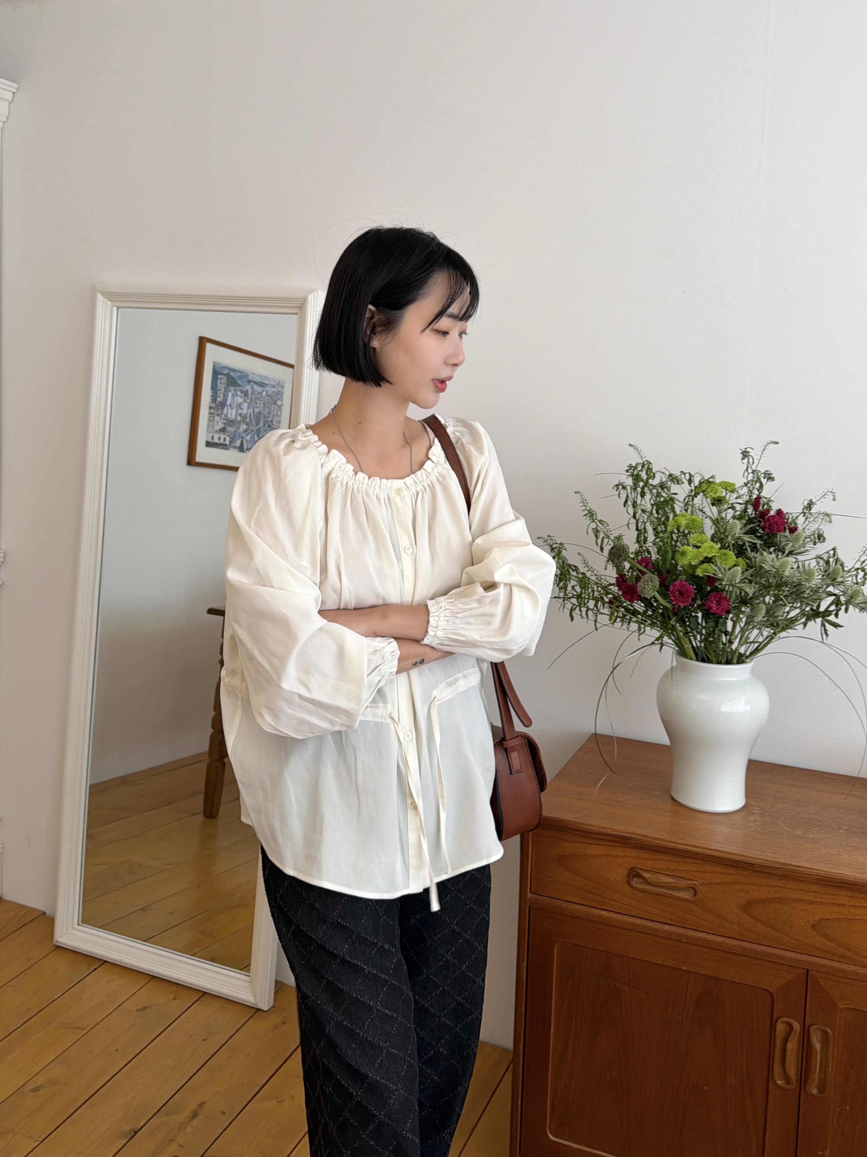 ベーシック長袖ギャザーブラウス | 詳細画像7