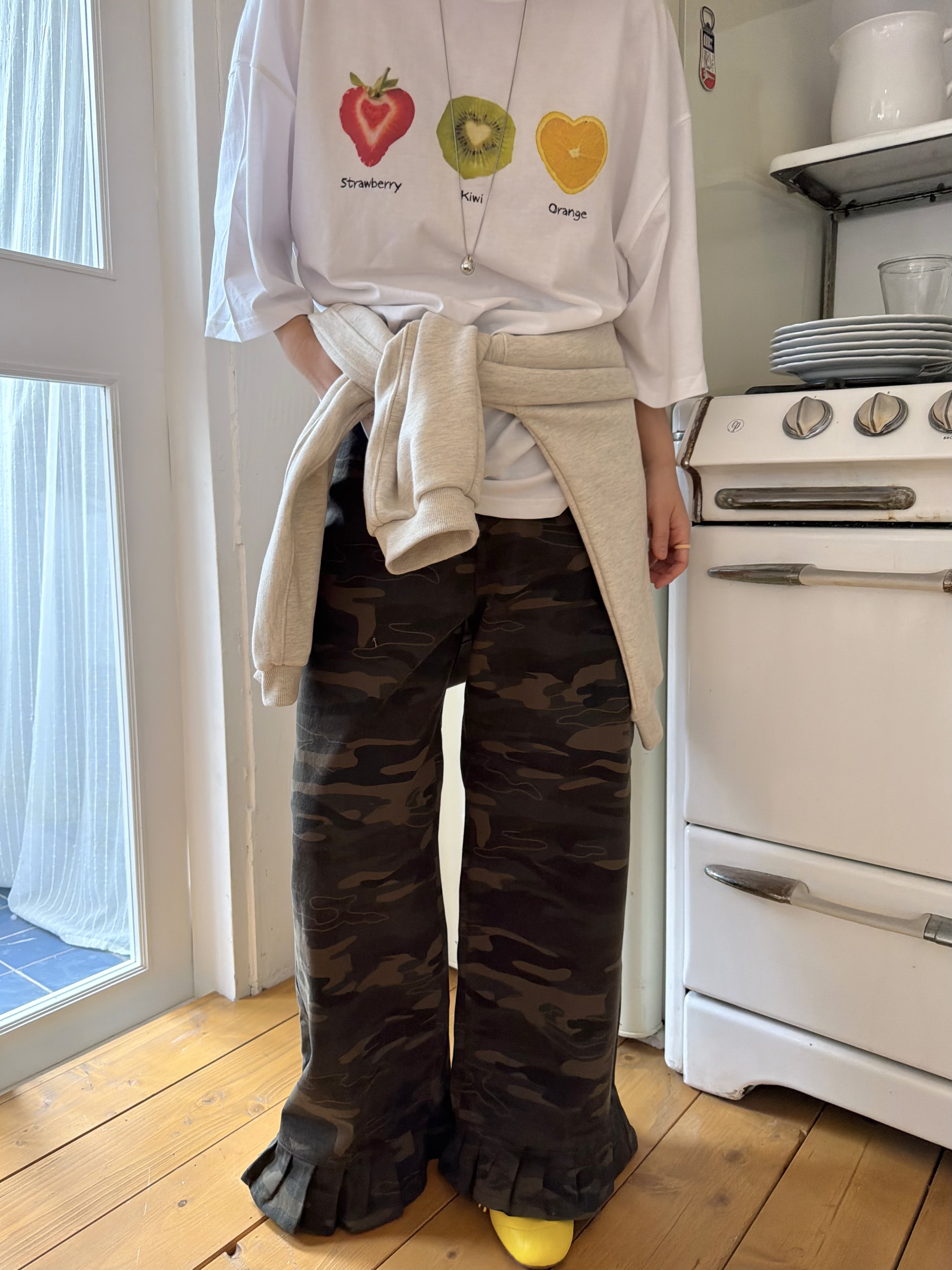 コットンフリルポケットウエストゴムカモフラージュパンツトレーニング | 詳細画像6