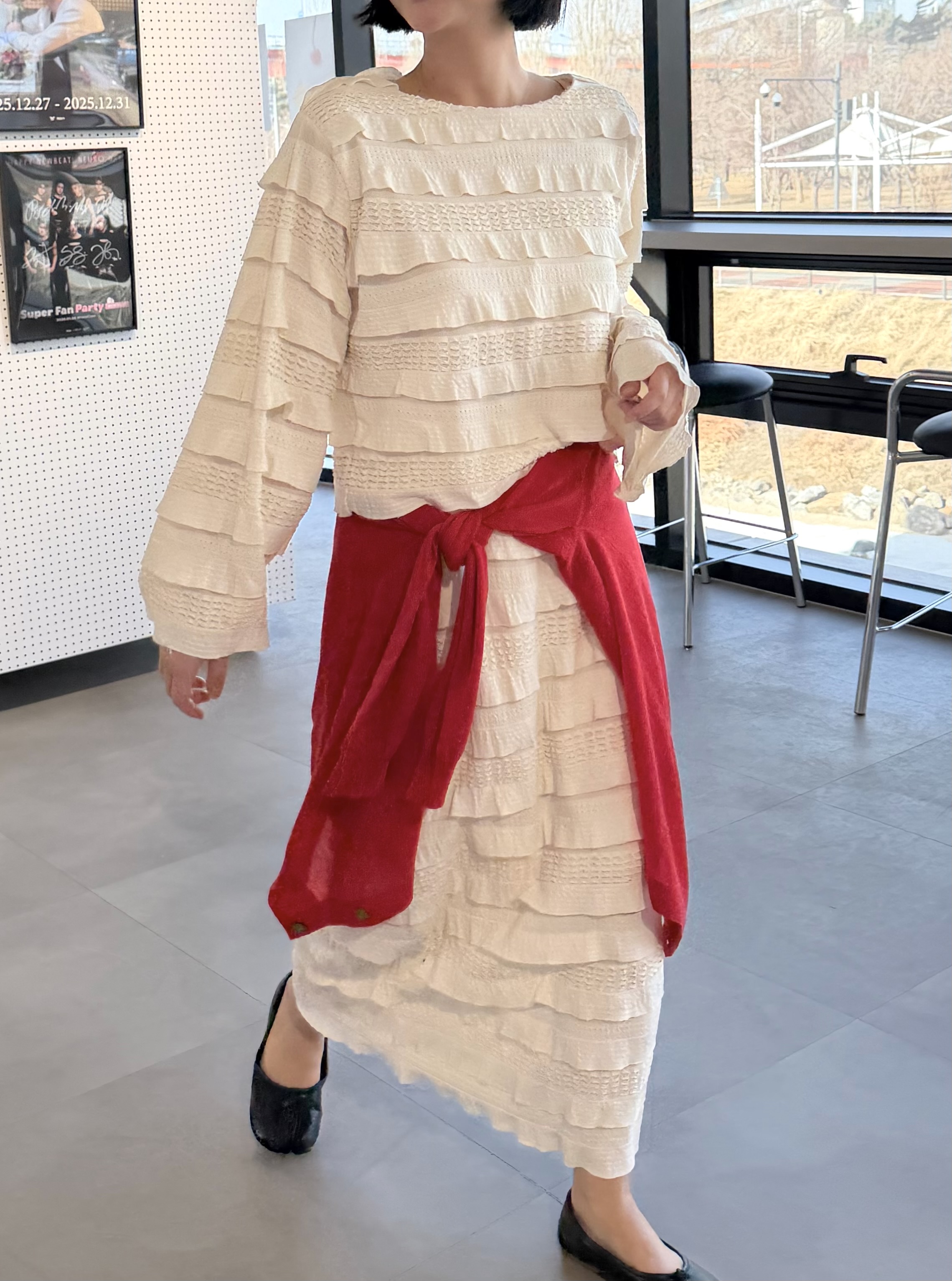 ラウンドネックティアード長袖Tシャツ | 詳細画像2