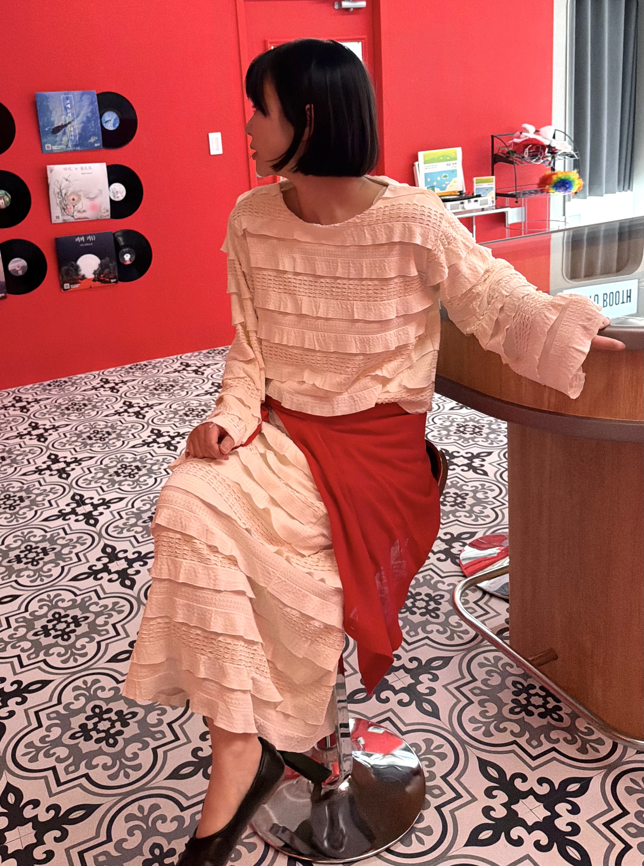 ラウンドネックティアード長袖Tシャツ | 詳細画像7