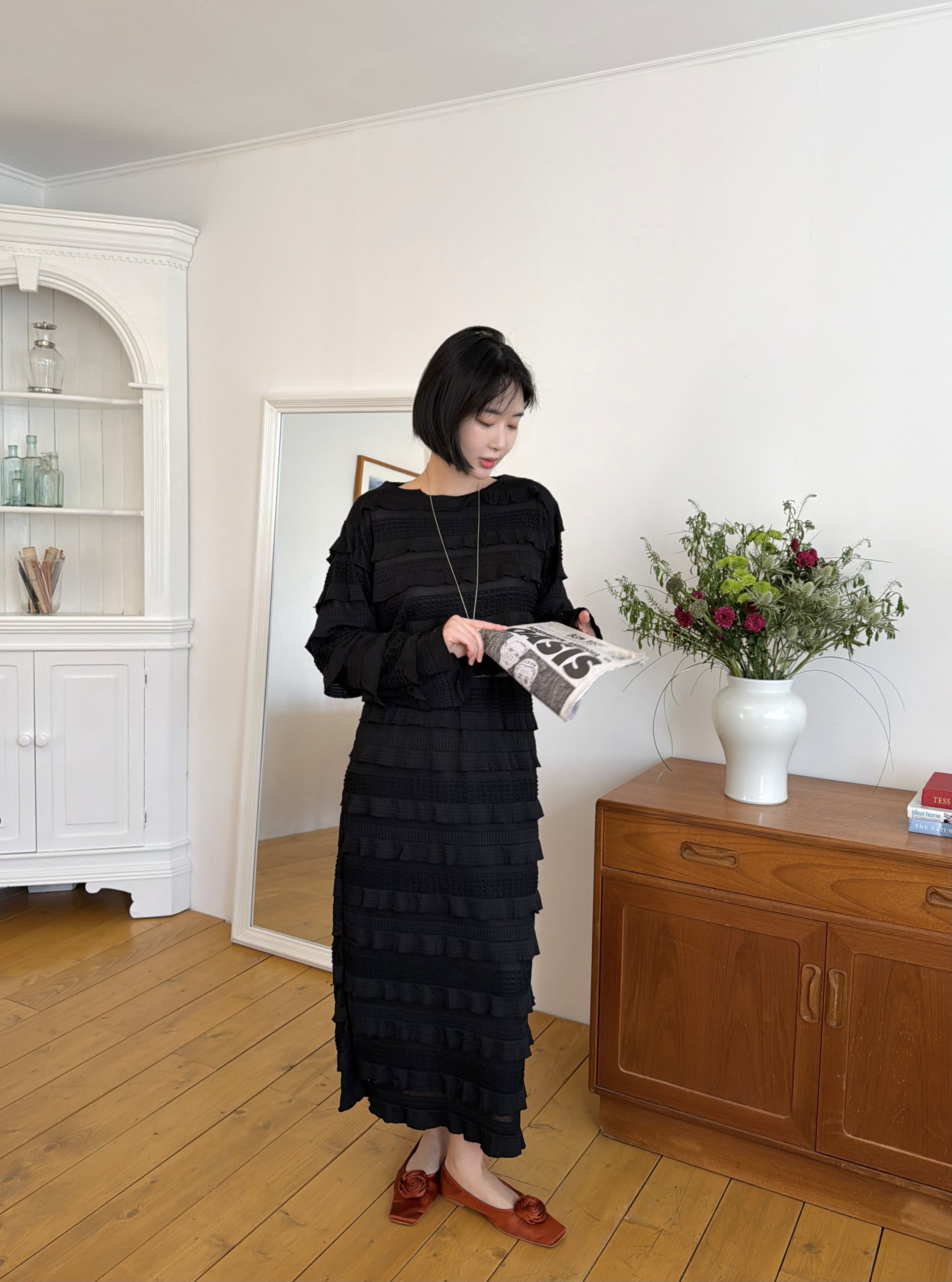 コーデュロイティアードウエストゴムロングスカート | 詳細画像15