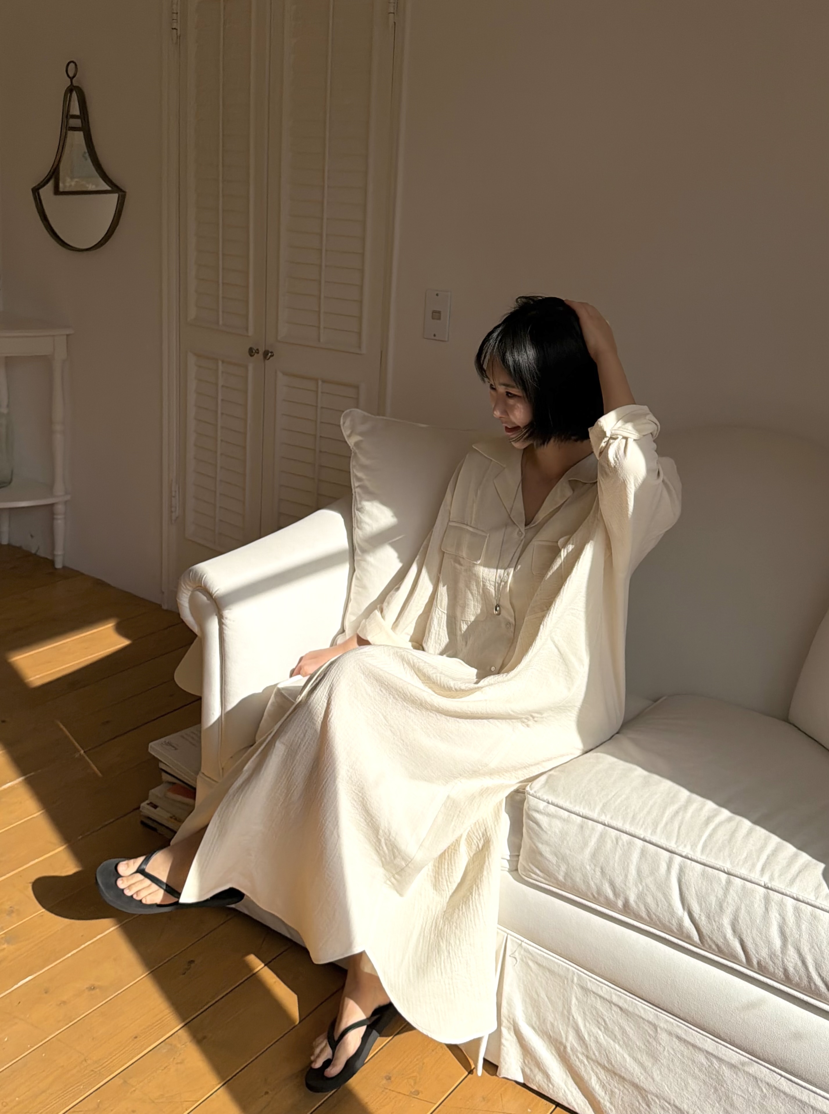 カラーロングルーズ長袖ワンピース | 詳細画像2