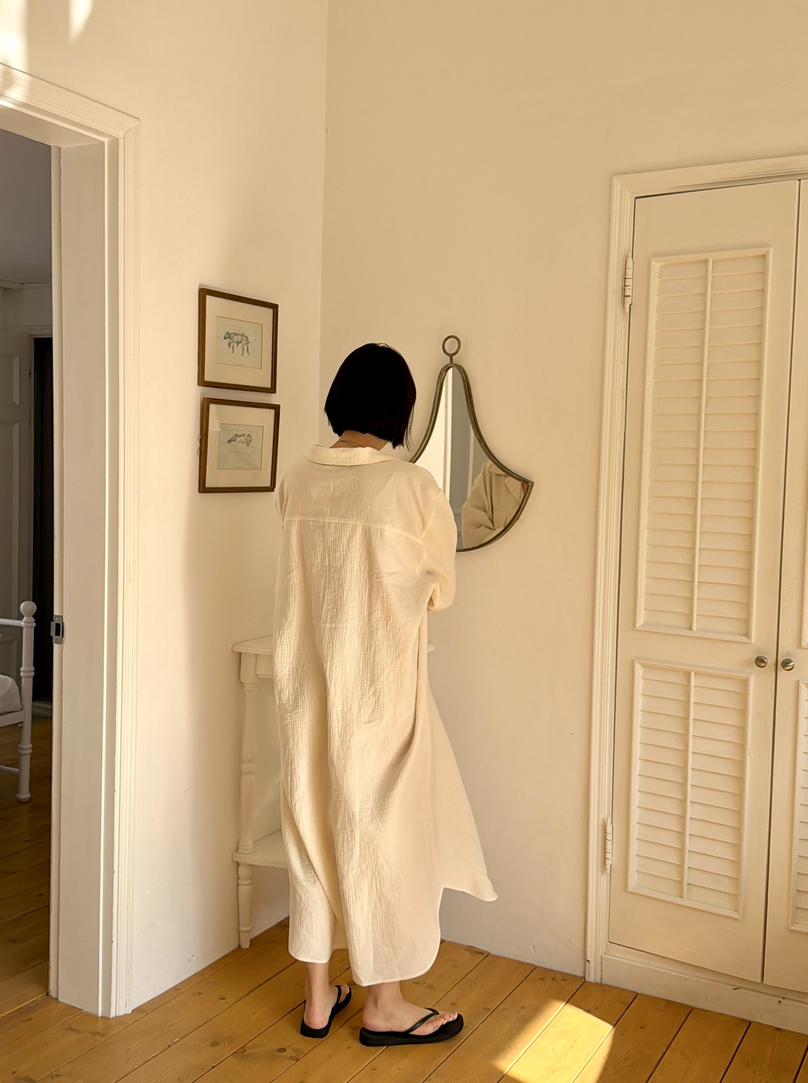 カラーロングルーズ長袖ワンピース | 詳細画像3