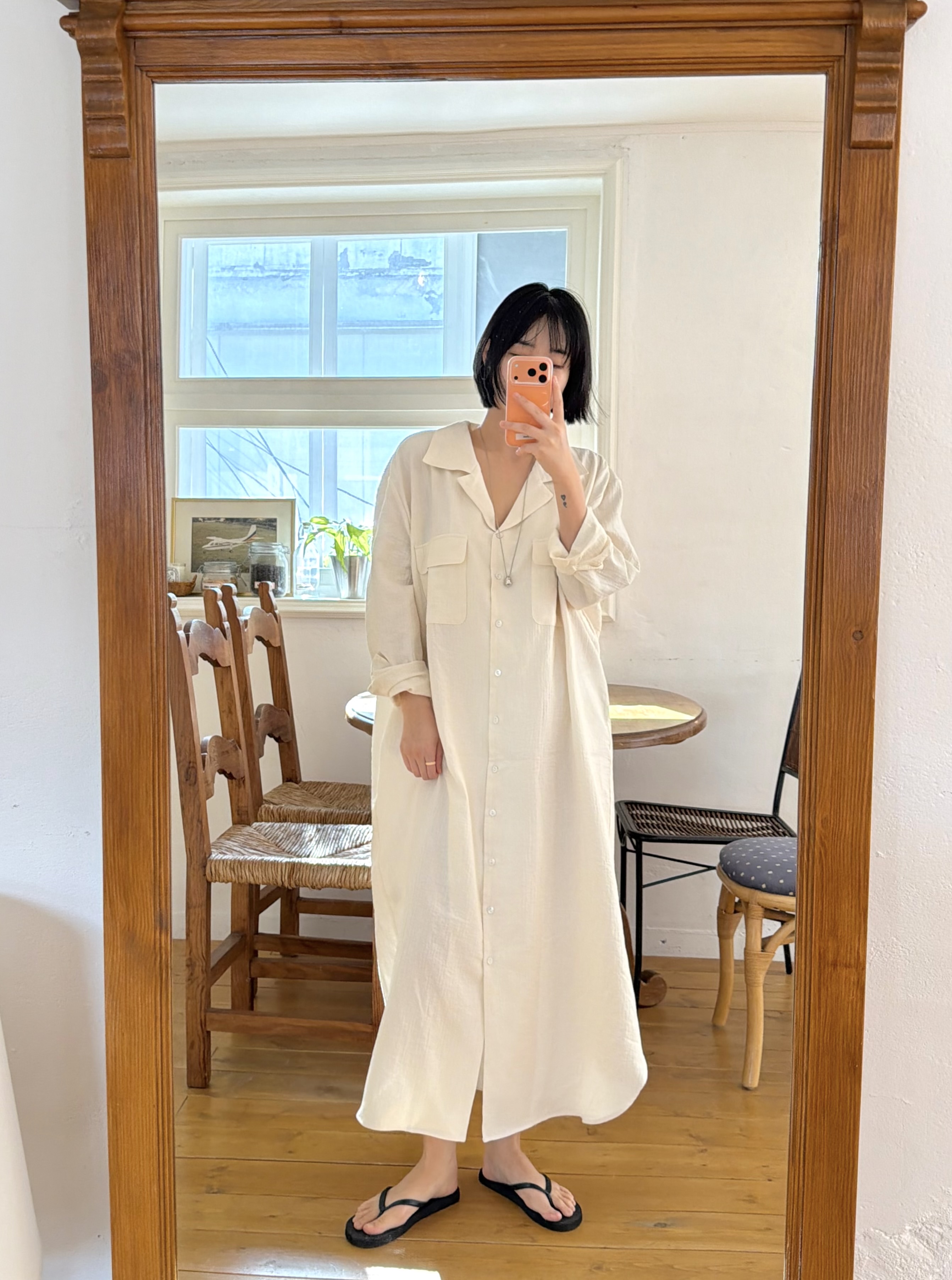 カラーロングルーズ長袖ワンピース | 詳細画像8