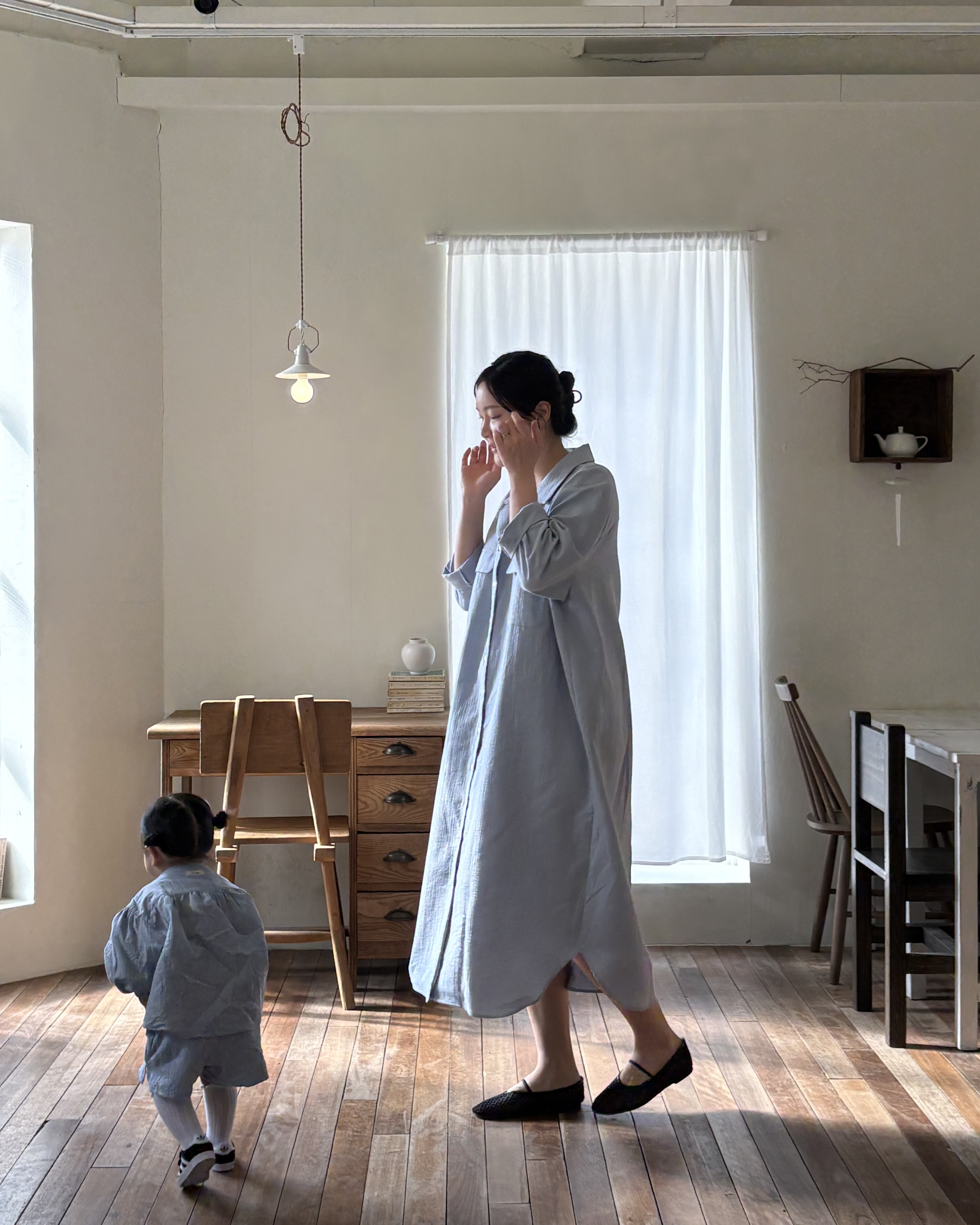 カラーロングルーズ長袖ワンピース | 詳細画像12