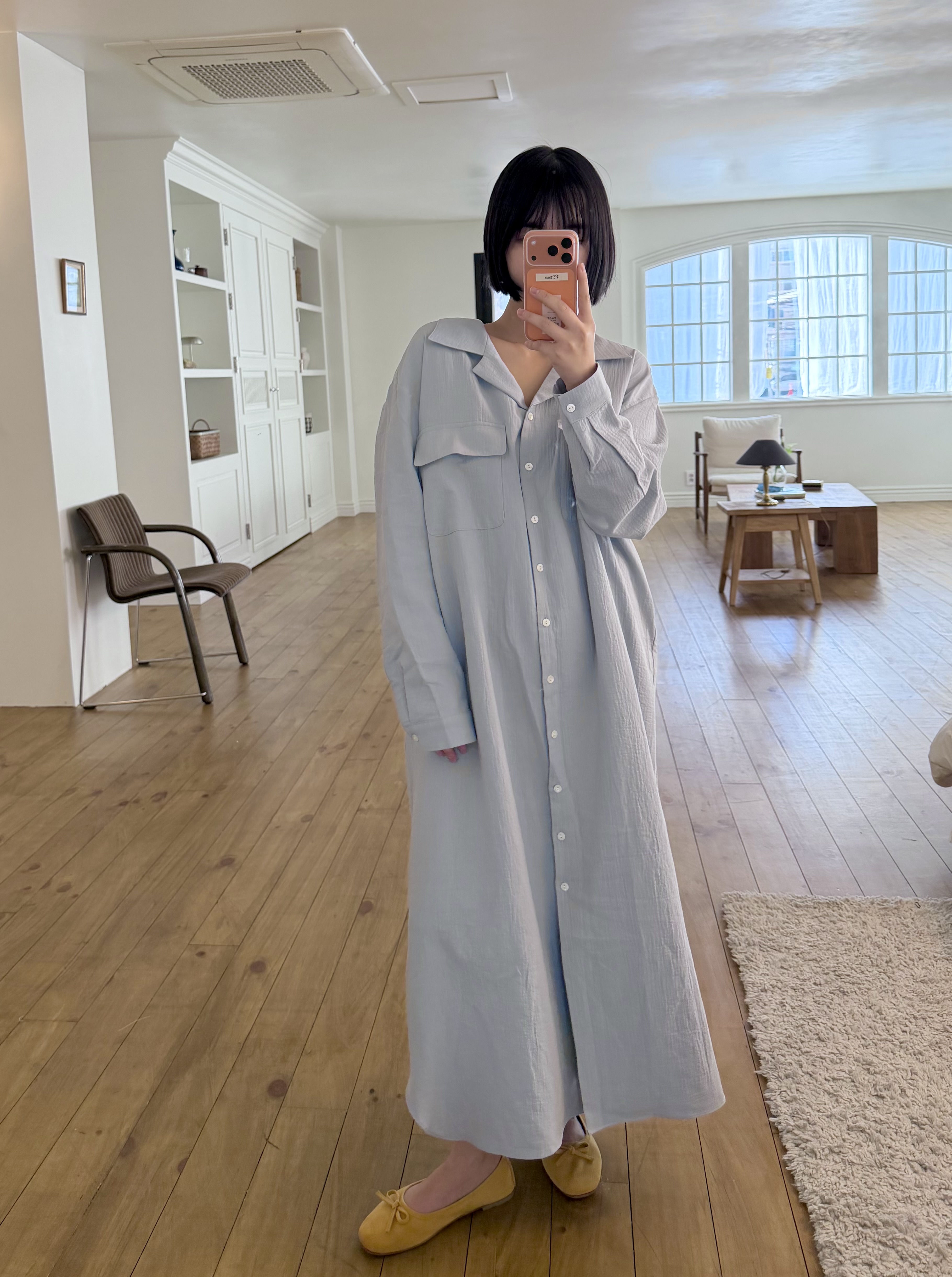 カラーロングルーズ長袖ワンピース | 詳細画像13