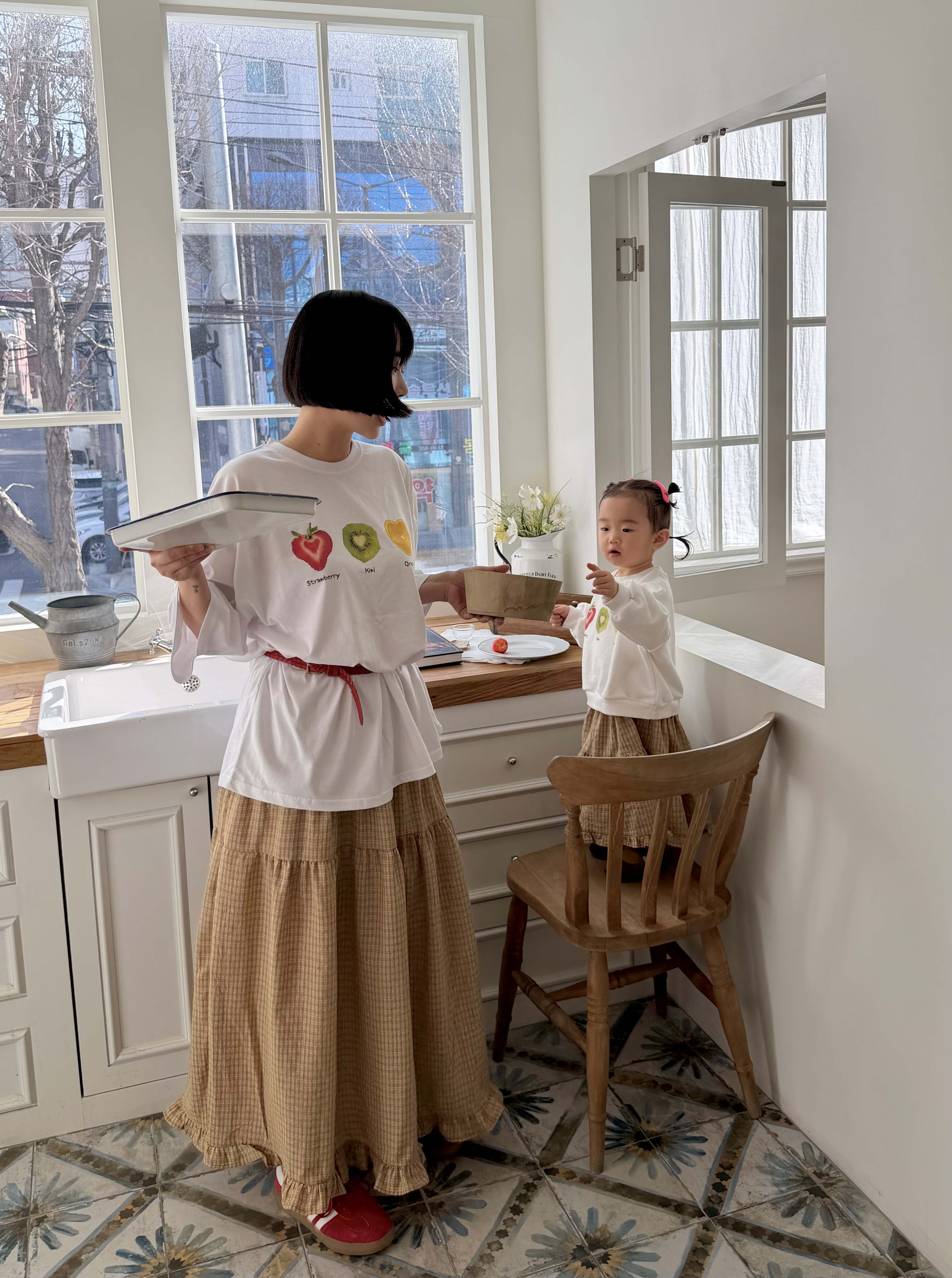 コットンティアードウエストゴムロングチェックスカート | 詳細画像5